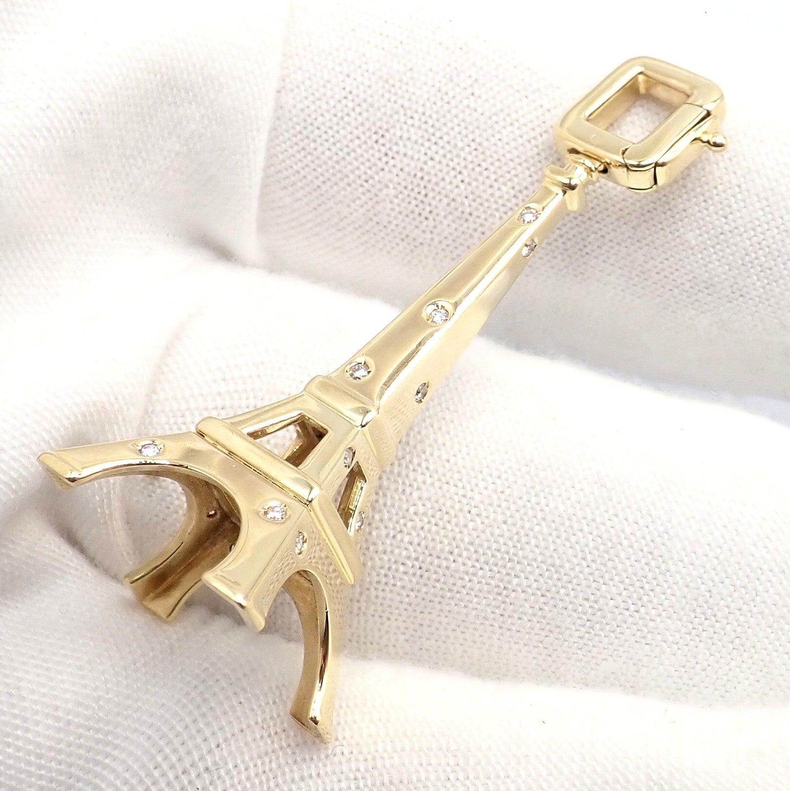 Vintage Louis Vuitton 18k Yellow Gold Large Eiffel Tower Diamond Charm Pendant | Fortrove