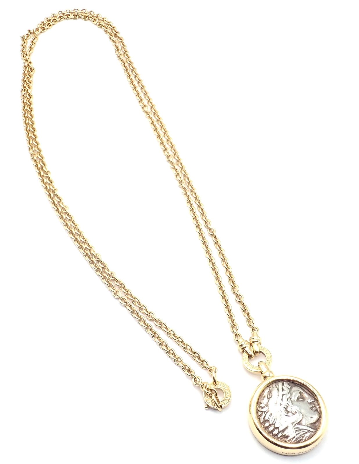 Rare! Bvlgari Bulgari 18k Yellow Gold Antique Coin Monete 38" Long Link Necklace | Fortrove