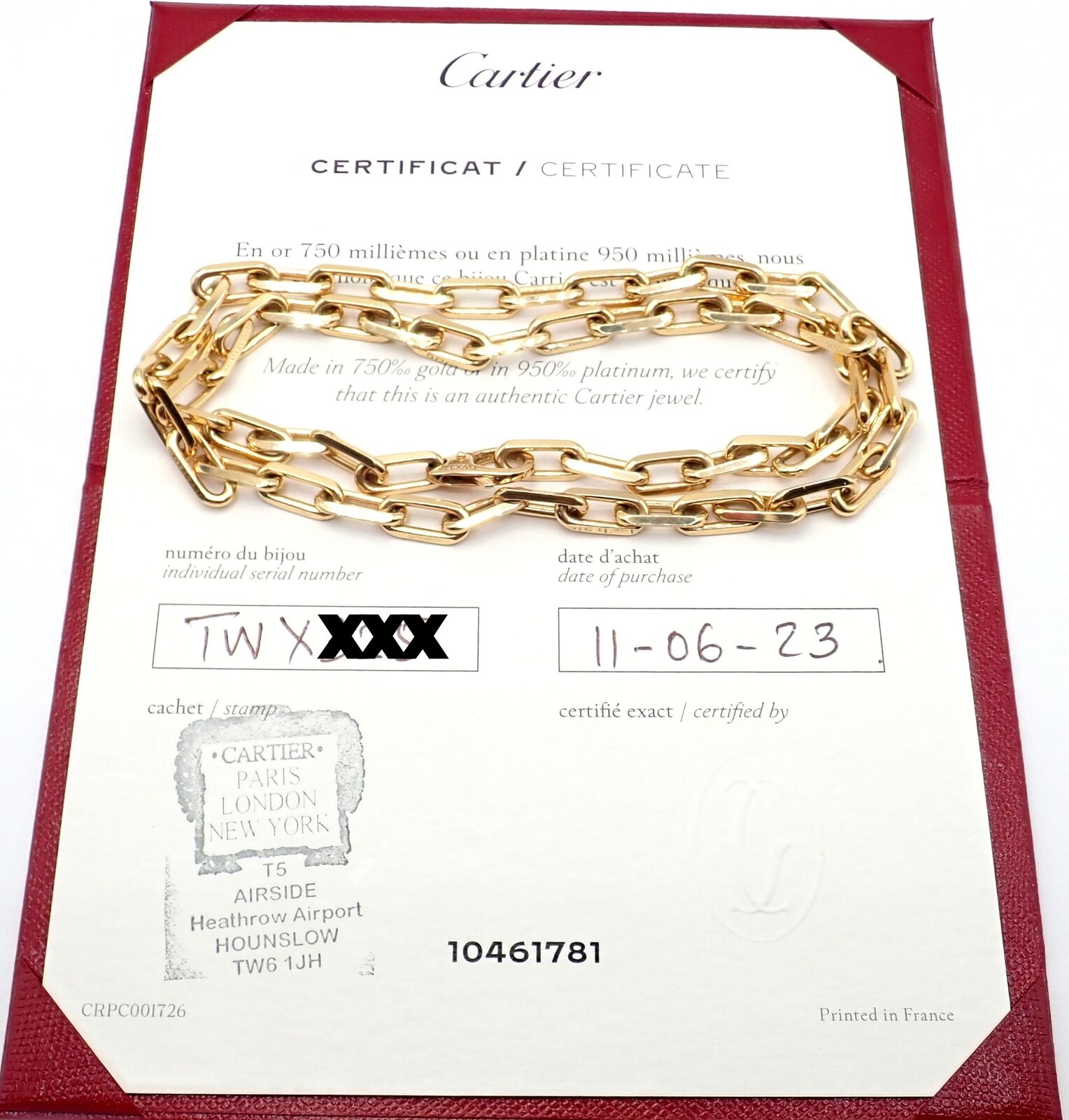 Authentic! Cartier Santos 18k Yellow Gold Link Chain Necklace 22" Cert. | Fortrove