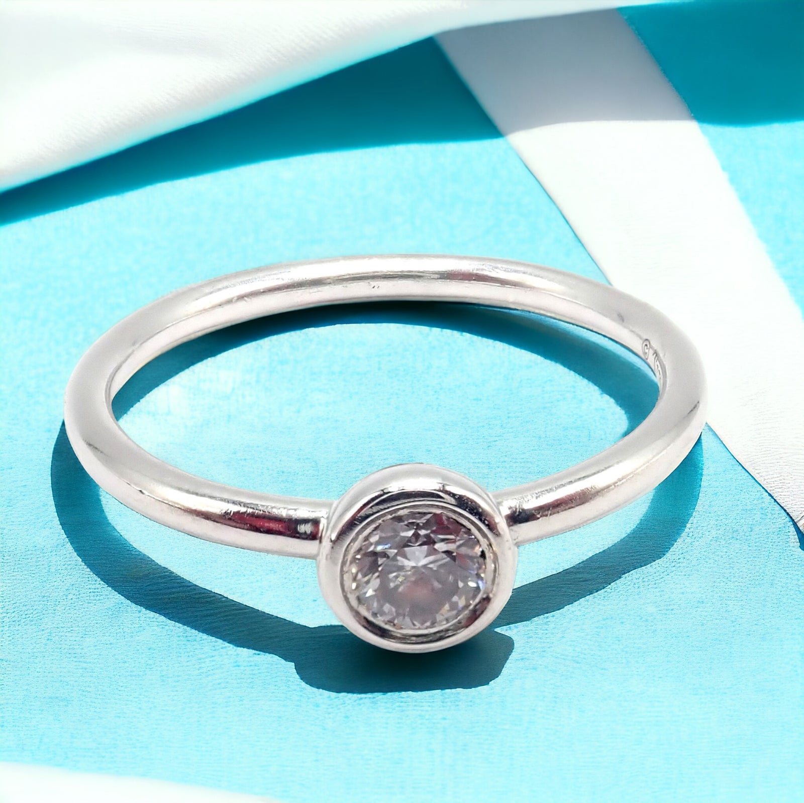 Tiffany & Co Platinum 0.12ct Diamond Engagement Stacking Ring size 6.5 | Fortrove