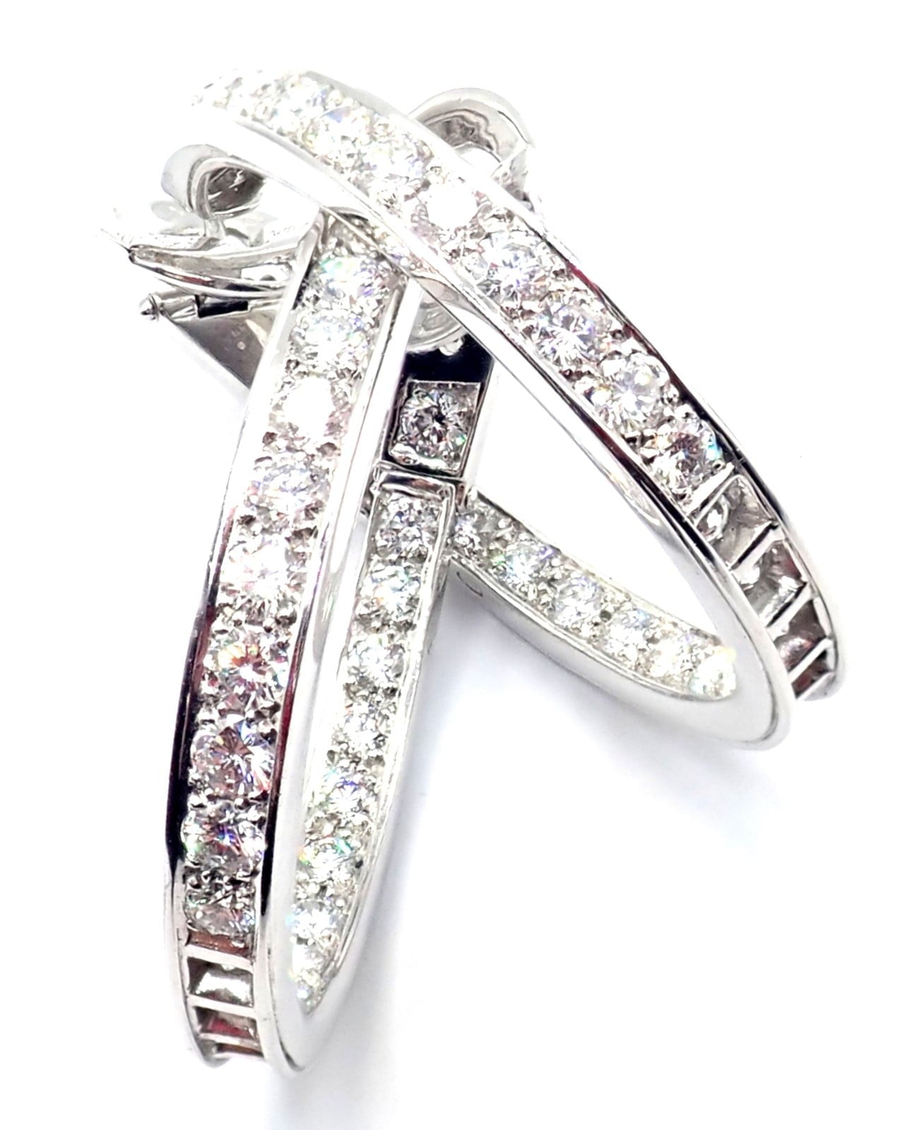 Van Cleef & Arpels Jewelry & Watches:Fine Jewelry:Earrings Van Cleef & Arpels Avignon 18k White Gold Diamond Large Hoop Earrings