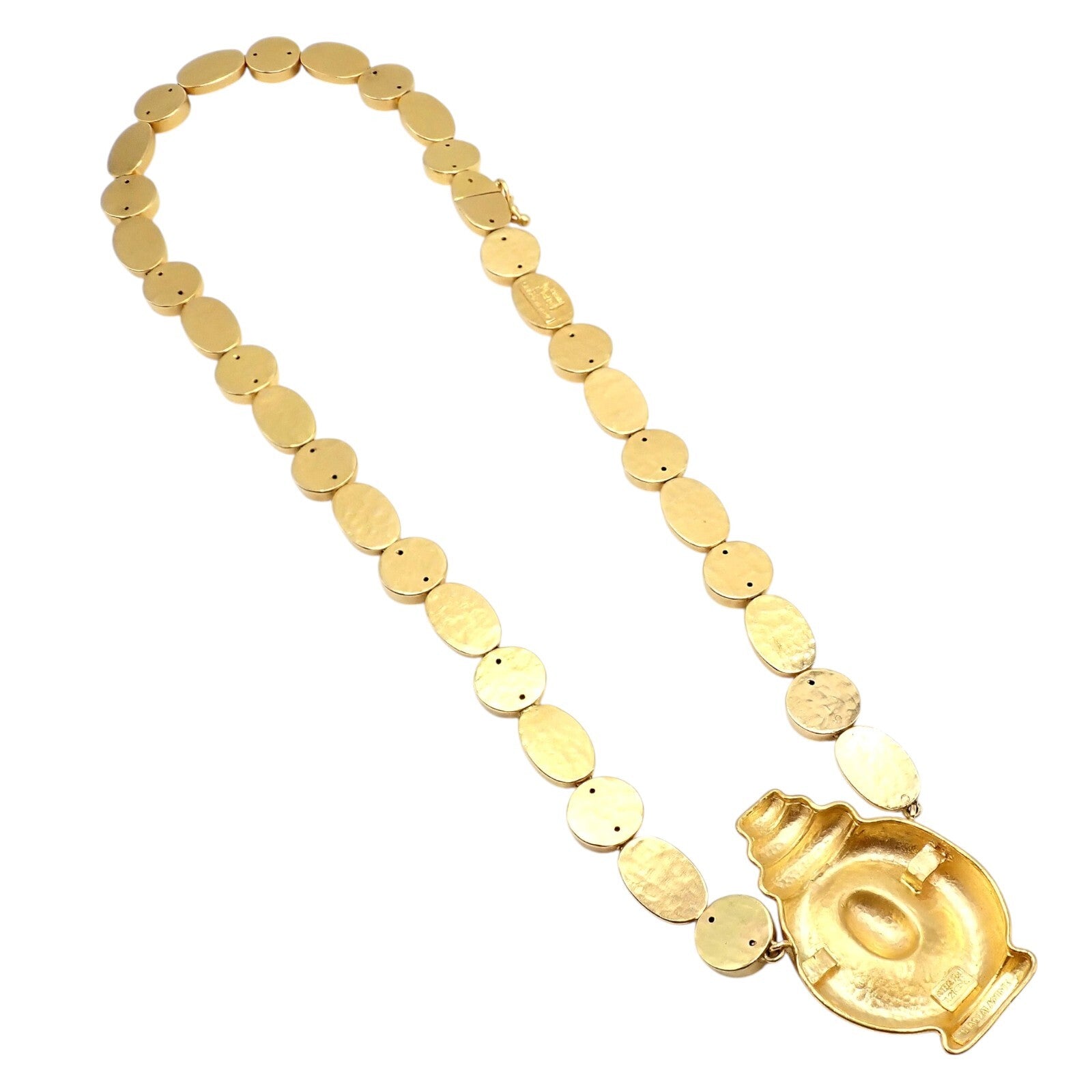 Vintage Estate Ilias Lalaounis 18k Yellow Gold Vase Hammered Necklace | Fortrove
