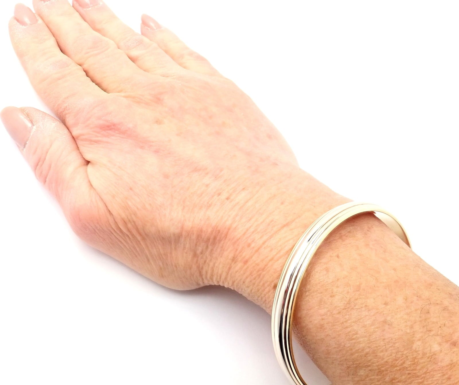 Cartier Jewelry & Watches:Fine Jewelry:Bracelets & Charms Rare! Cartier 18k Tricolor Gold Slip-On Bangle Bracelet 1990