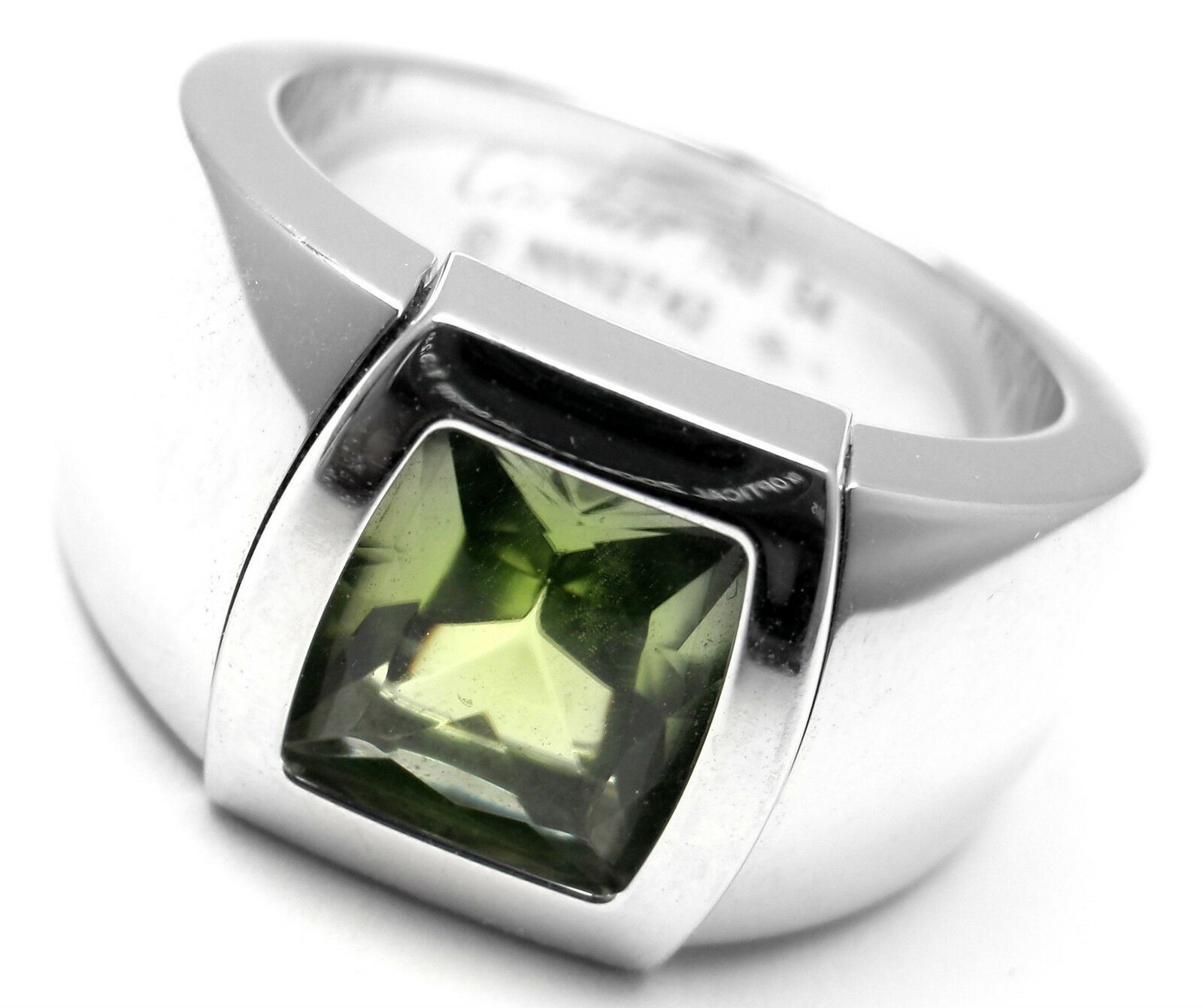 Rare! Authentic Cartier La Dona 18k White Gold Peridot Ring Box Certificate | Fortrove