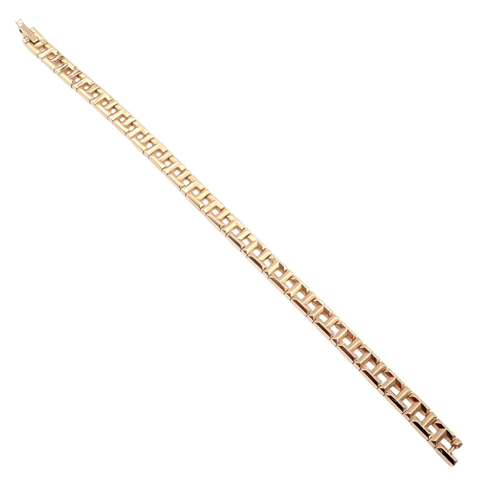 Authentic! Tiffany & Co 18k Rose Gold T Chain Link Bracelet | Fortrove