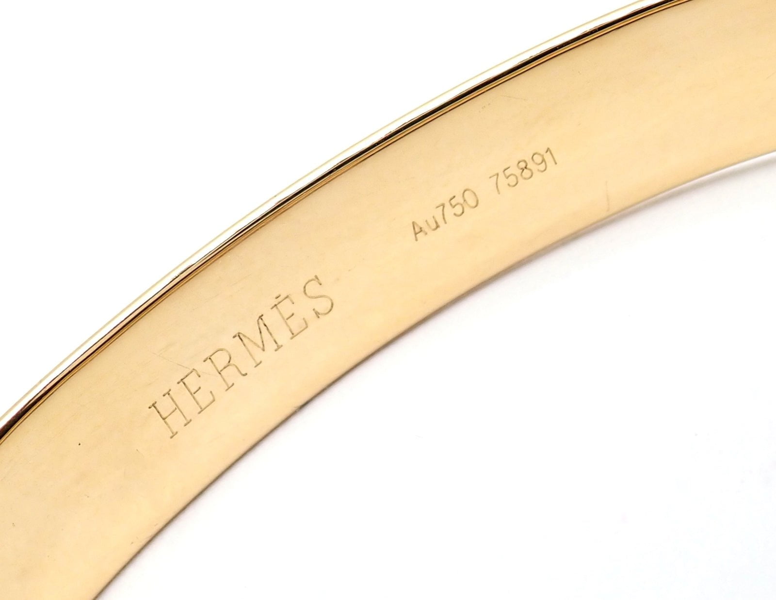 Authentic! Hermes 18k Yellow Gold Diamond Buckle Bangle Bracelet | Fortrove