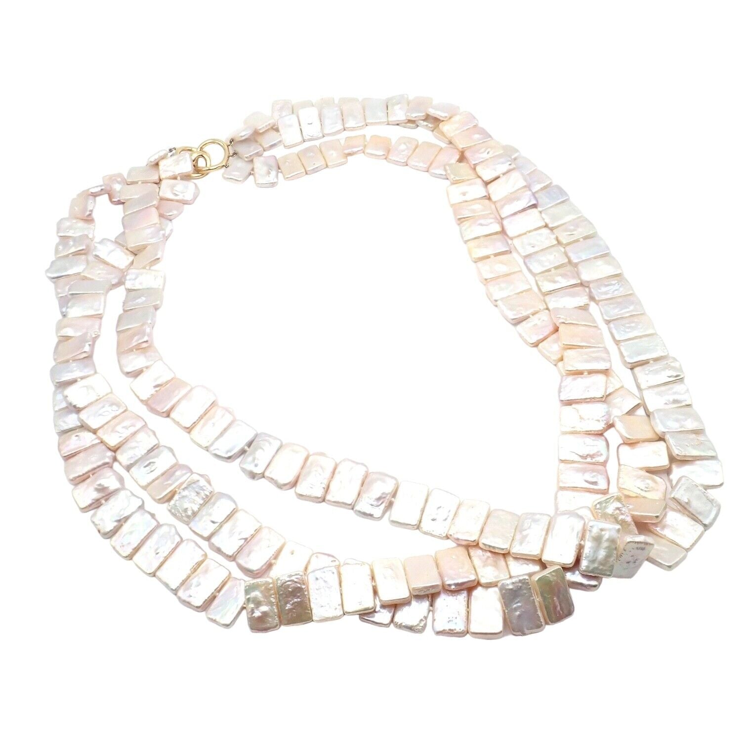 Rare! Angela Cummings 18k Yellow Gold Mother Of Pearl Three Row Necklace 1984 | Fortrove