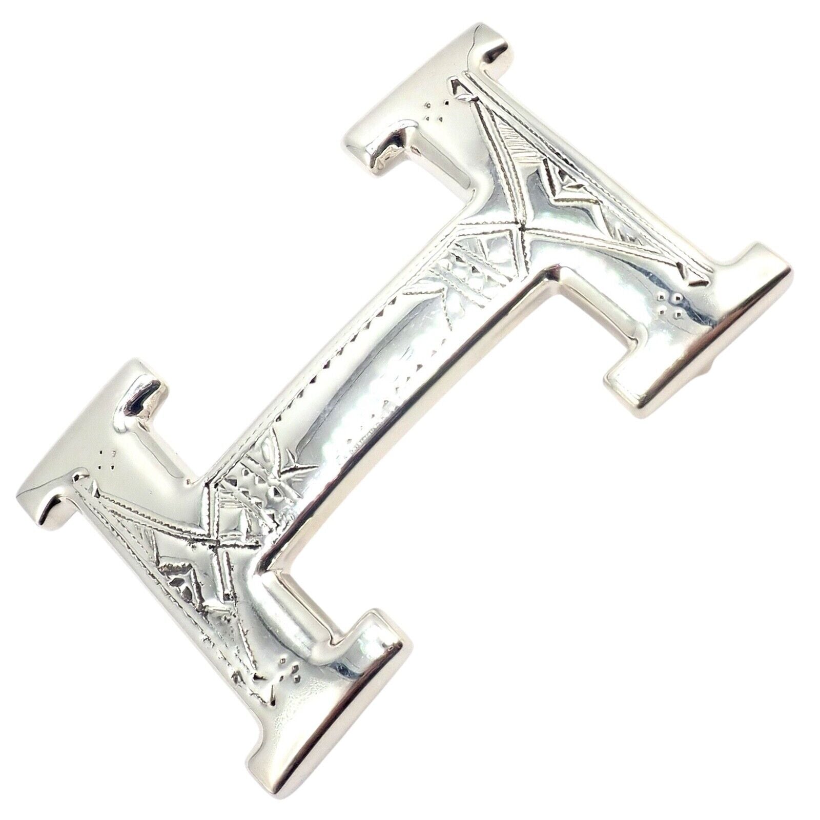 Rare! Hermes Silver Signature Classic Large H Belt Buckle 32m