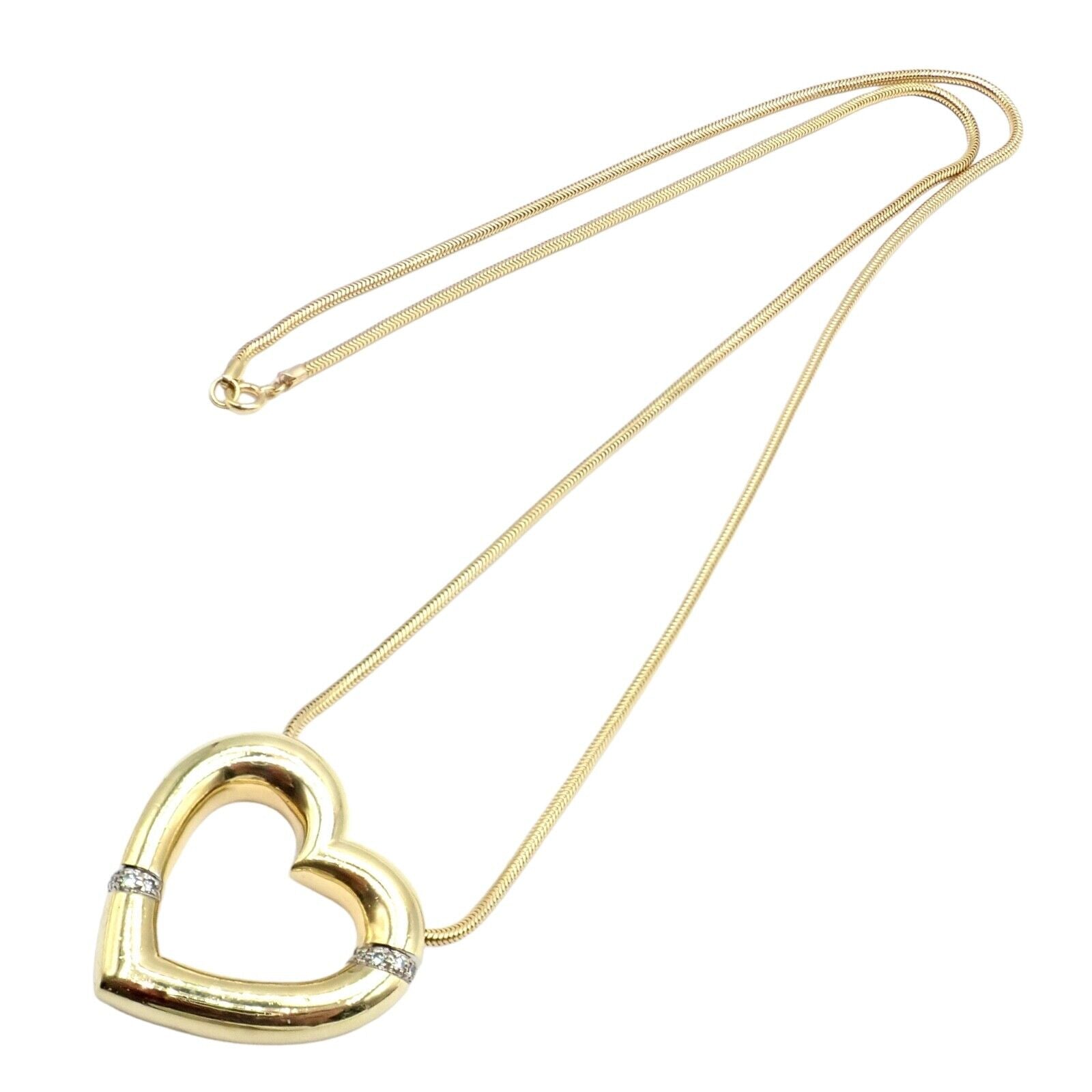 Vintage Tiffany & Co Picasso 18k Yellow Gold Diamond Large Heart Necklace | Fortrove