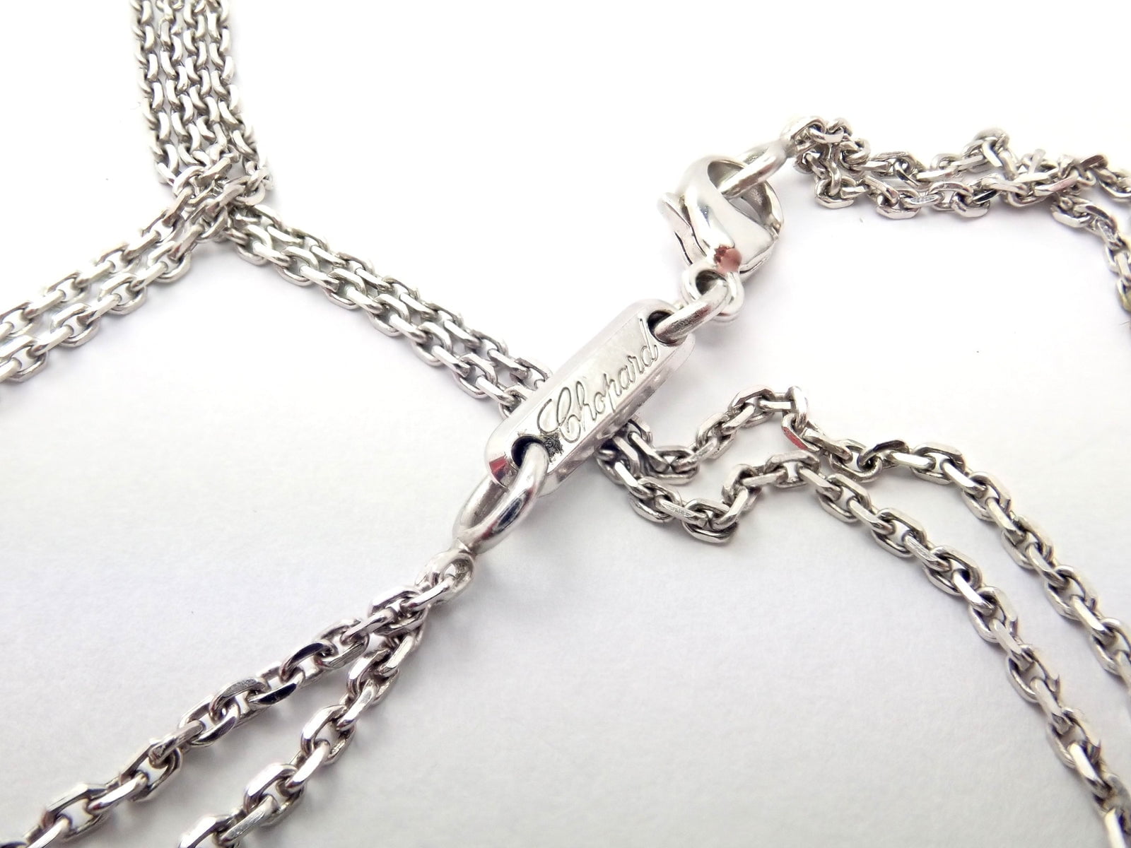 Chopard Jewelry & Watches:Fine Jewelry:Necklaces & Pendants Authentic! Chopard 18k White Gold Large Double Happy Hearts Diamond Necklace