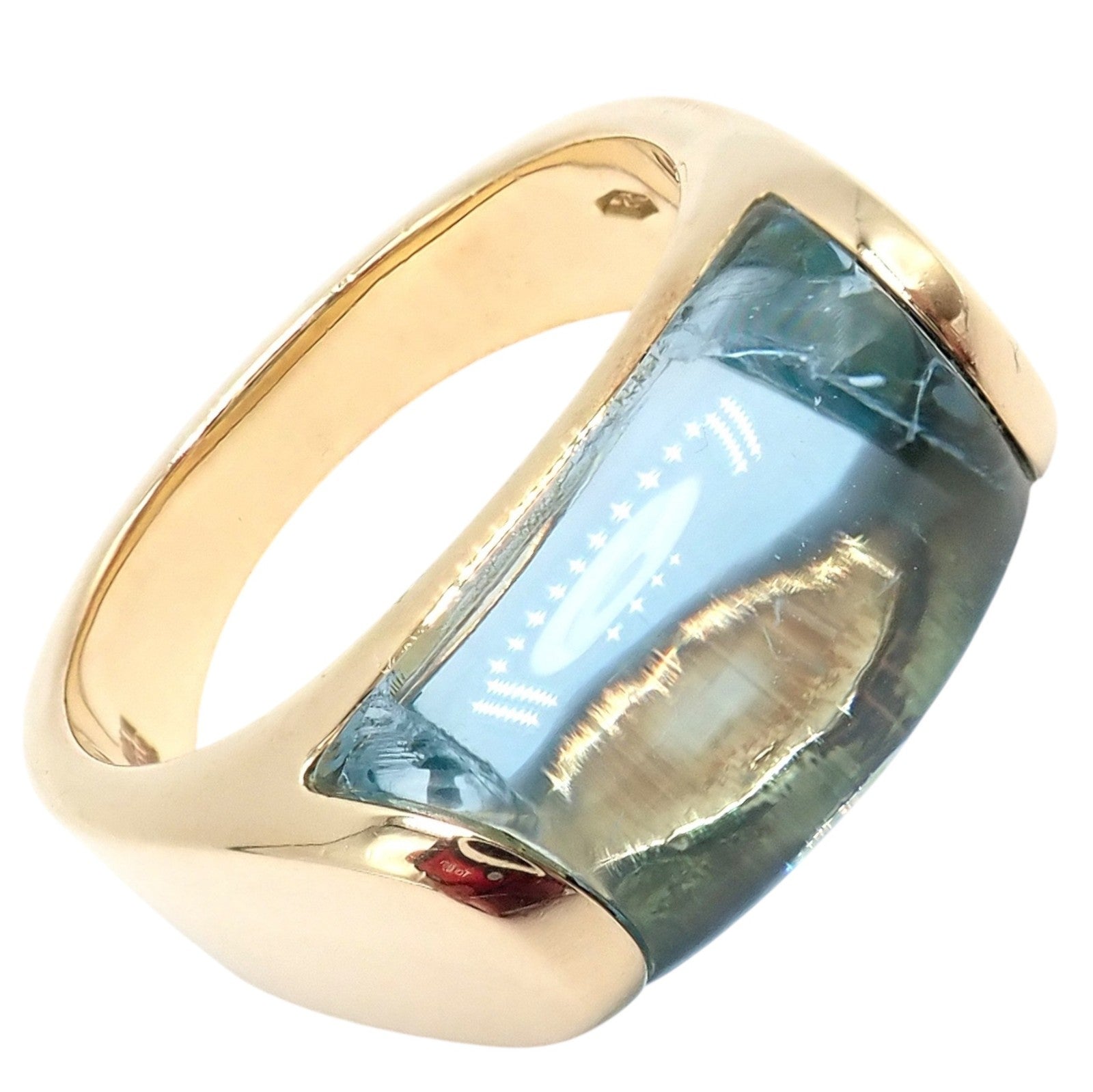 Bulgari Jewelry & Watches:Fine Jewelry:Rings Authentic Bulgari Bvlgari Tronchetto 18k Yellow Gold Blue Topaz Ring sz 5.5