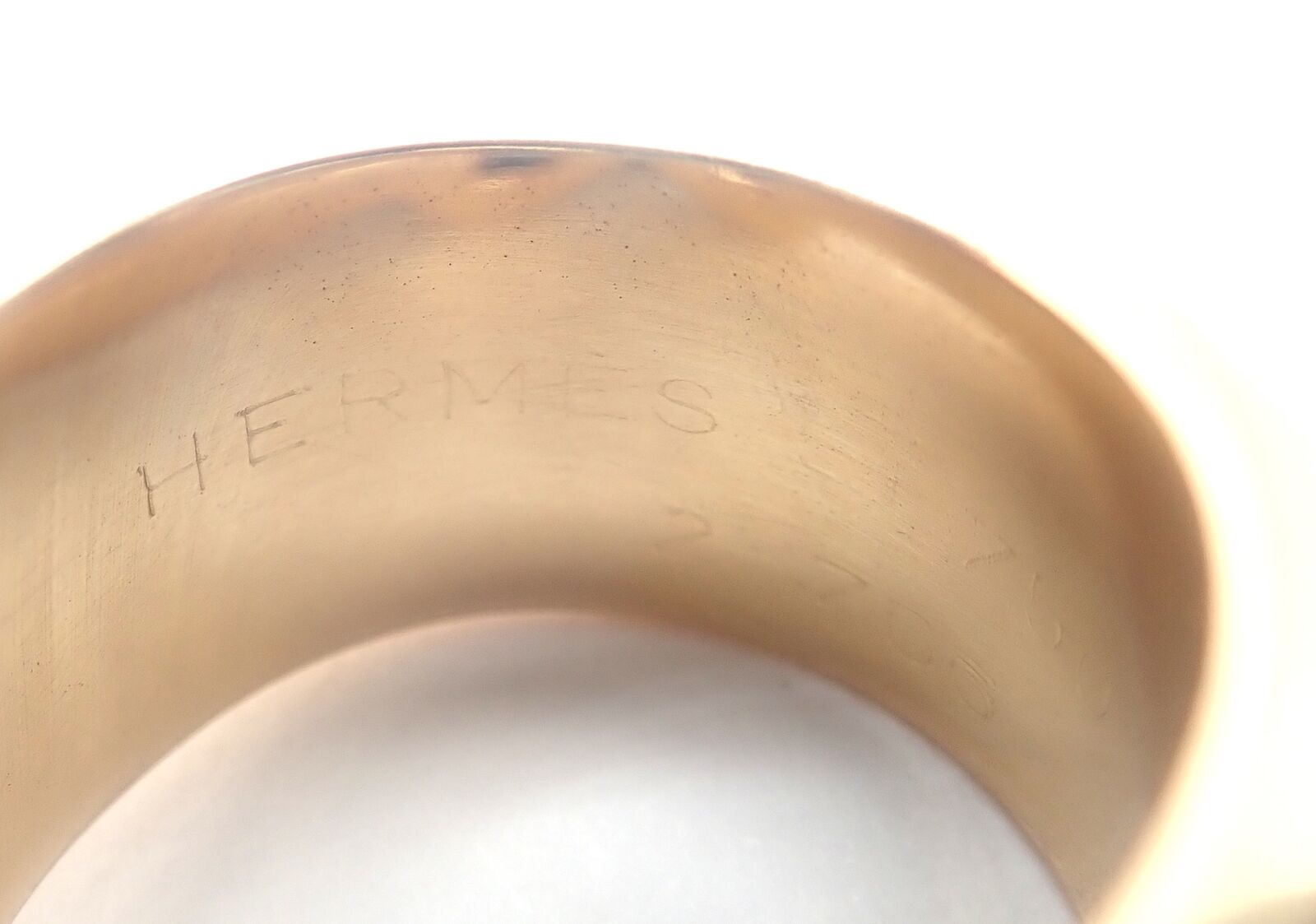 Authentic! Hermes 18k Yellow Gold Diamond Horse bit Wide Band Ring | Fortrove