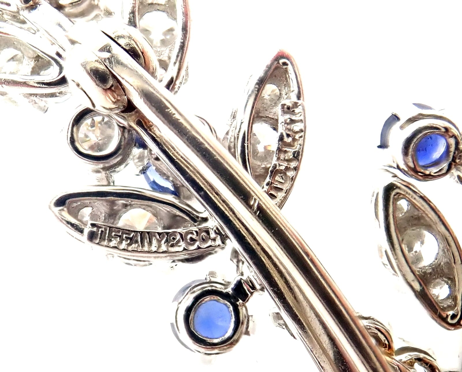 Tiffany & Co. Jewelry & Watches:Fine Jewelry:Brooches & Pins Authentic! Vintage Tiffany & Co. Platinum Diamond Sapphire Flower Pin Brooch