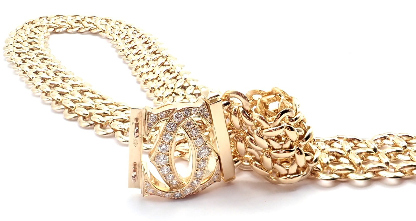 Cartier Jewelry & Watches:Fine Jewelry:Necklaces & Pendants Authentic! Cartier Penelope 18k Yellow Gold Diamond Double C Three Row Necklace