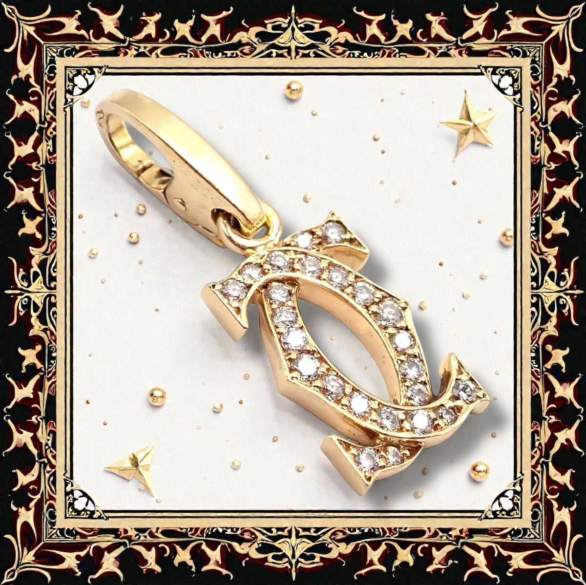 Cartier Jewelry & Watches:Fine Jewelry:Necklaces & Pendants Authentic! Vintage Cartier 18k Yellow Gold Diamond Double C Charm Pendant