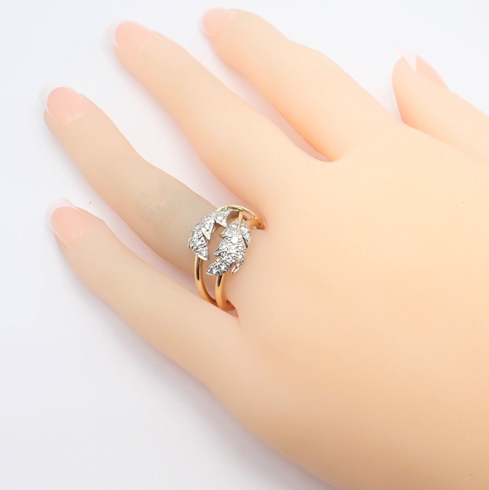 Jean Schlumberger for Tiffany & Co Jewelry & Watches:Fine Jewelry:Rings Authentic! Tiffany & Co. Schlumberger Diamond Yellow Gold Platinum Two Leaf Ring