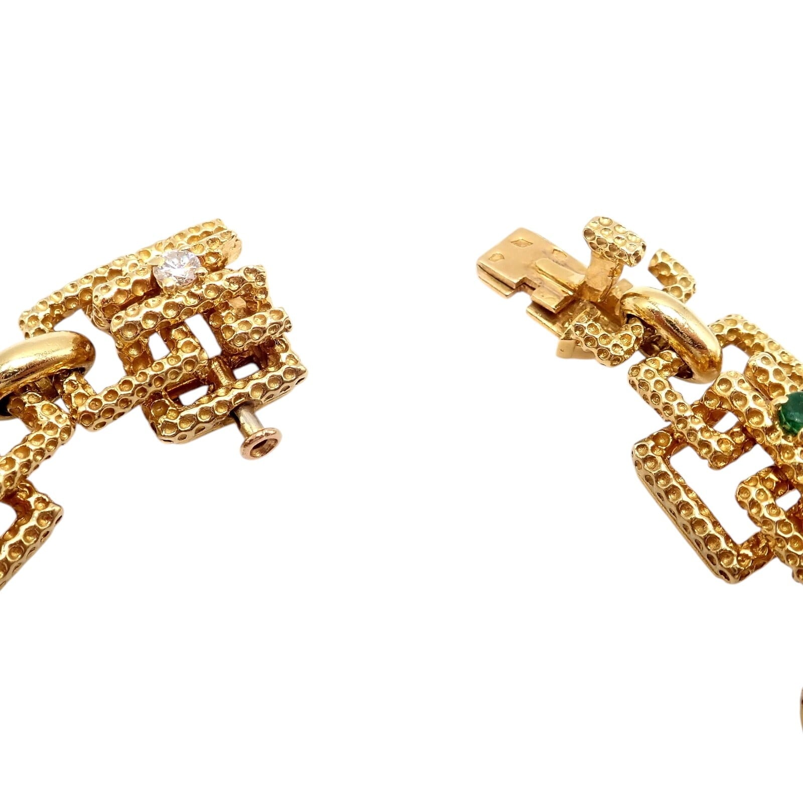 Vintage Tiffany & Co France 18k Yellow Gold Diamond Emerald Bracelet | Fortrove