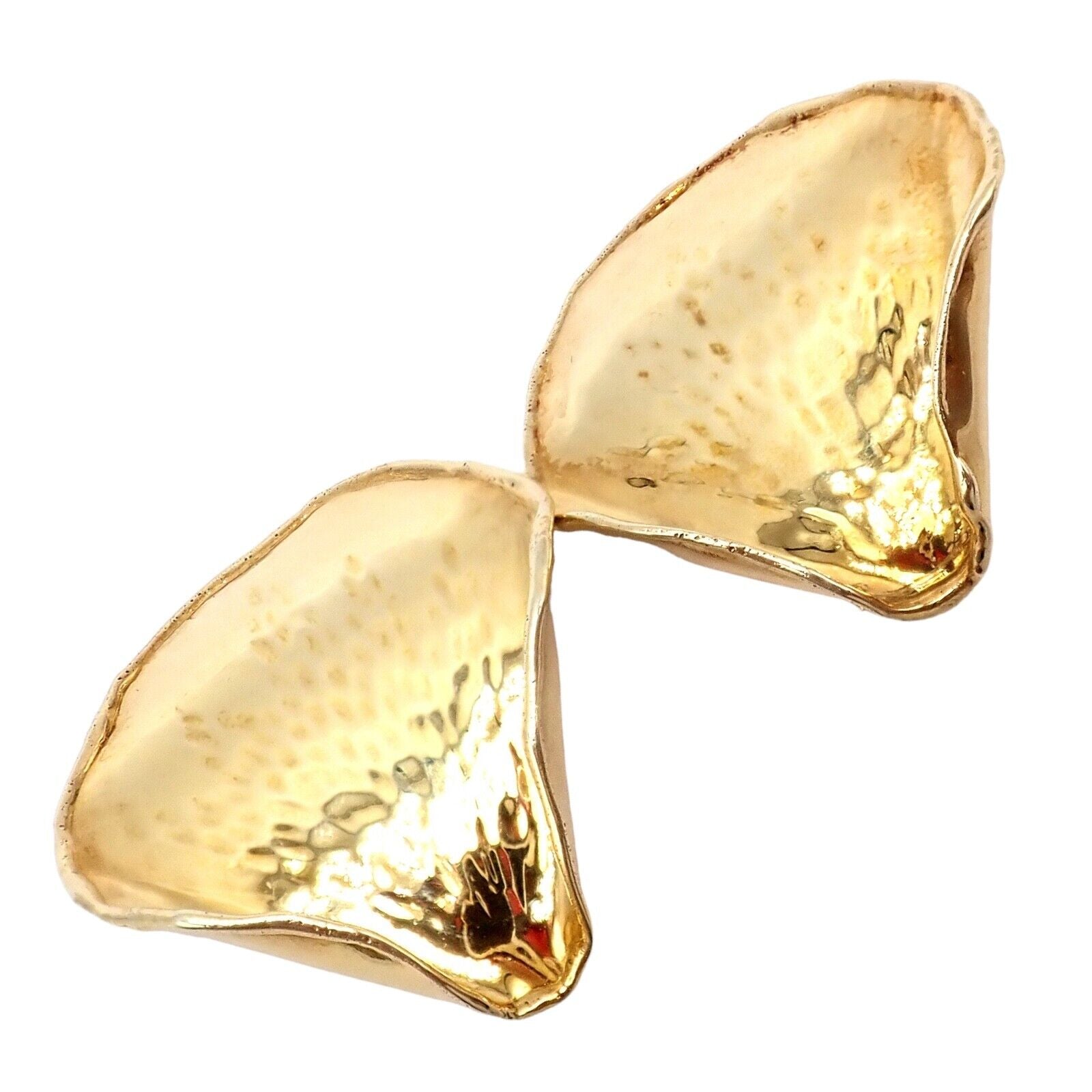 Authentic! Tiffany & Co Angela Cummings 18k Yellow Gold Rose Petal Earrings 1979 | Fortrove