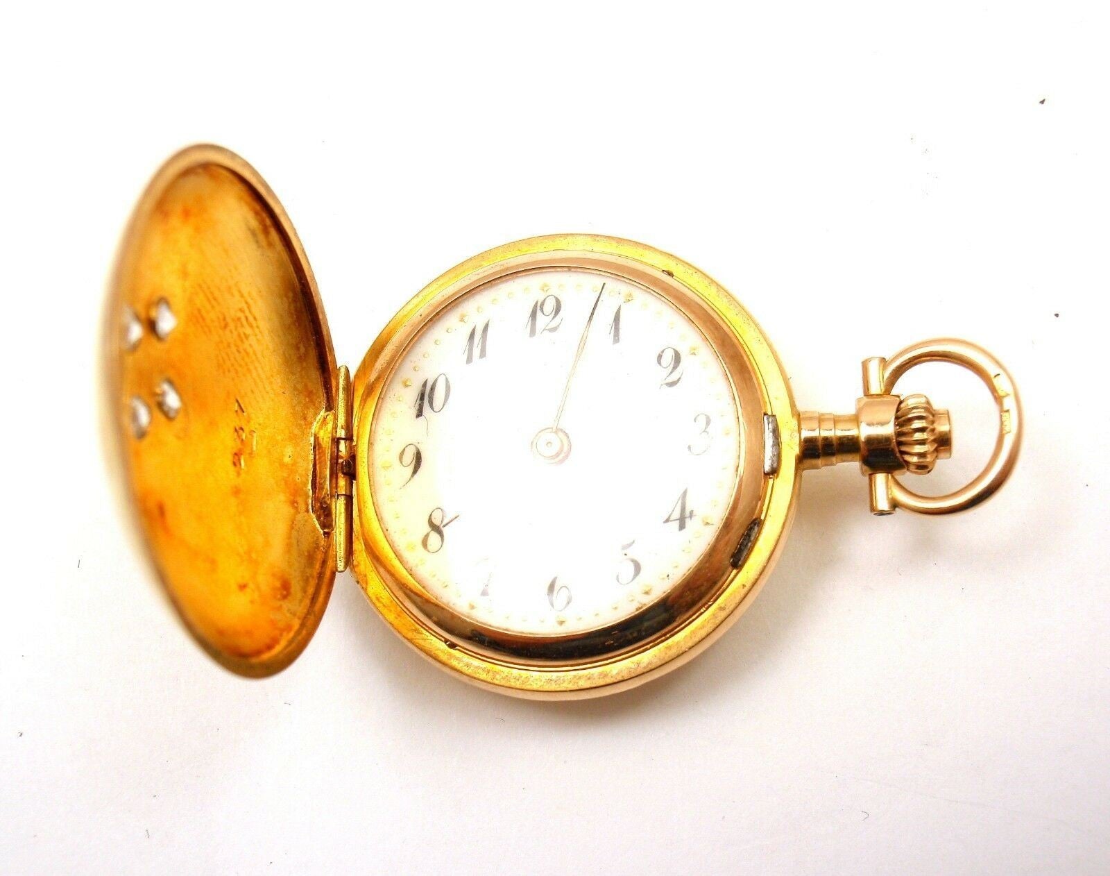 Estate Jewelry & Watches:Watches, Parts & Accessories:Watches:Pocket Watches Vintage! Swiss Yellow Gold Diamond Ladies Pocket Watch High Grade Movement
