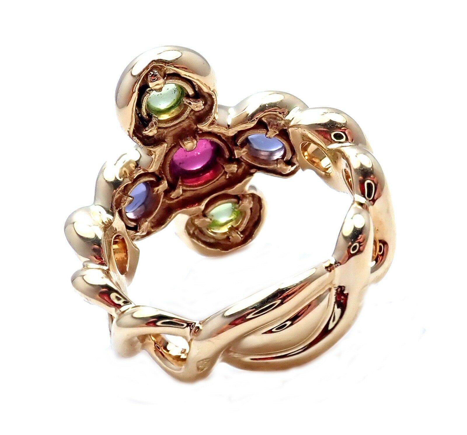 Chanel Jewelry & Watches:Fine Jewelry:Rings Authentic! Chanel 18k Yellow Gold Pink Green Tourmaline Ring sz 4.5