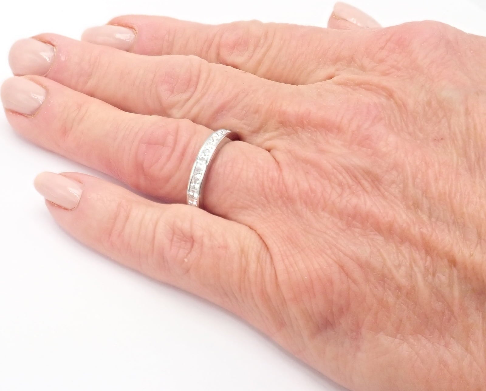 Cartier Jewelry & Watches:Fine Jewelry:Rings Cartier Platinum Princess Cut Diamond Eternity Band Ring Size 53 US 6.75 Paper