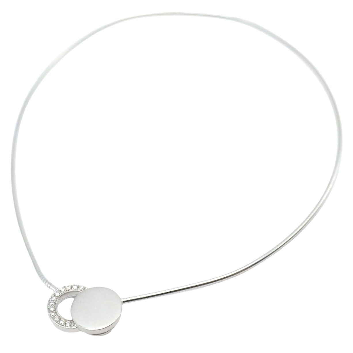 Rare! Authentic Modernist Dinh Van 18k White Gold Diamond Ombre De Lune Necklace | Fortrove