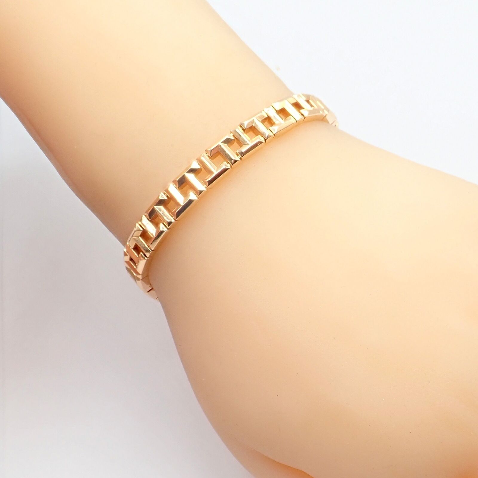 Authentic! Tiffany & Co 18k Rose Gold T Chain Link Bracelet | Fortrove
