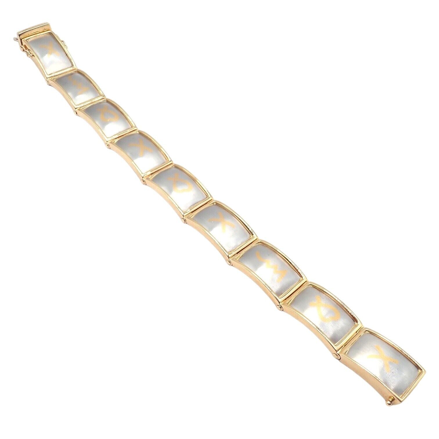 Rare! Tiffany & Co 18k Yellow Gold Platinum Picasso Signature 9 Panel Bracelet | Fortrove