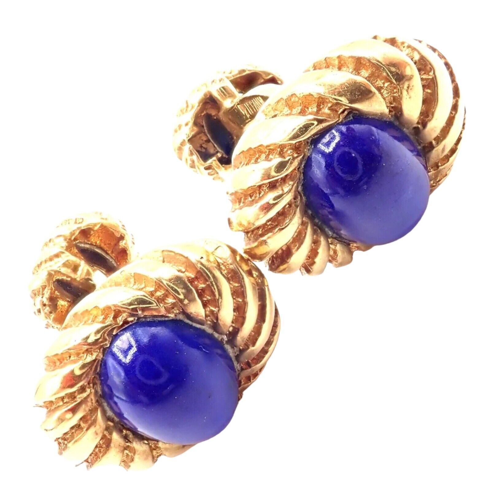 Authentic! Tiffany & Co Jean Schlumberger 18k Yellow Gold Lapis Lazuli Cufflinks | Fortrove