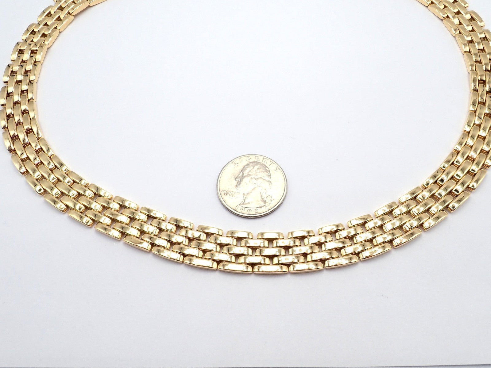 Cartier 5 Row Maillon Panther Panthere 18k Yellow Gold 20" Long Necklace Paper | Fortrove