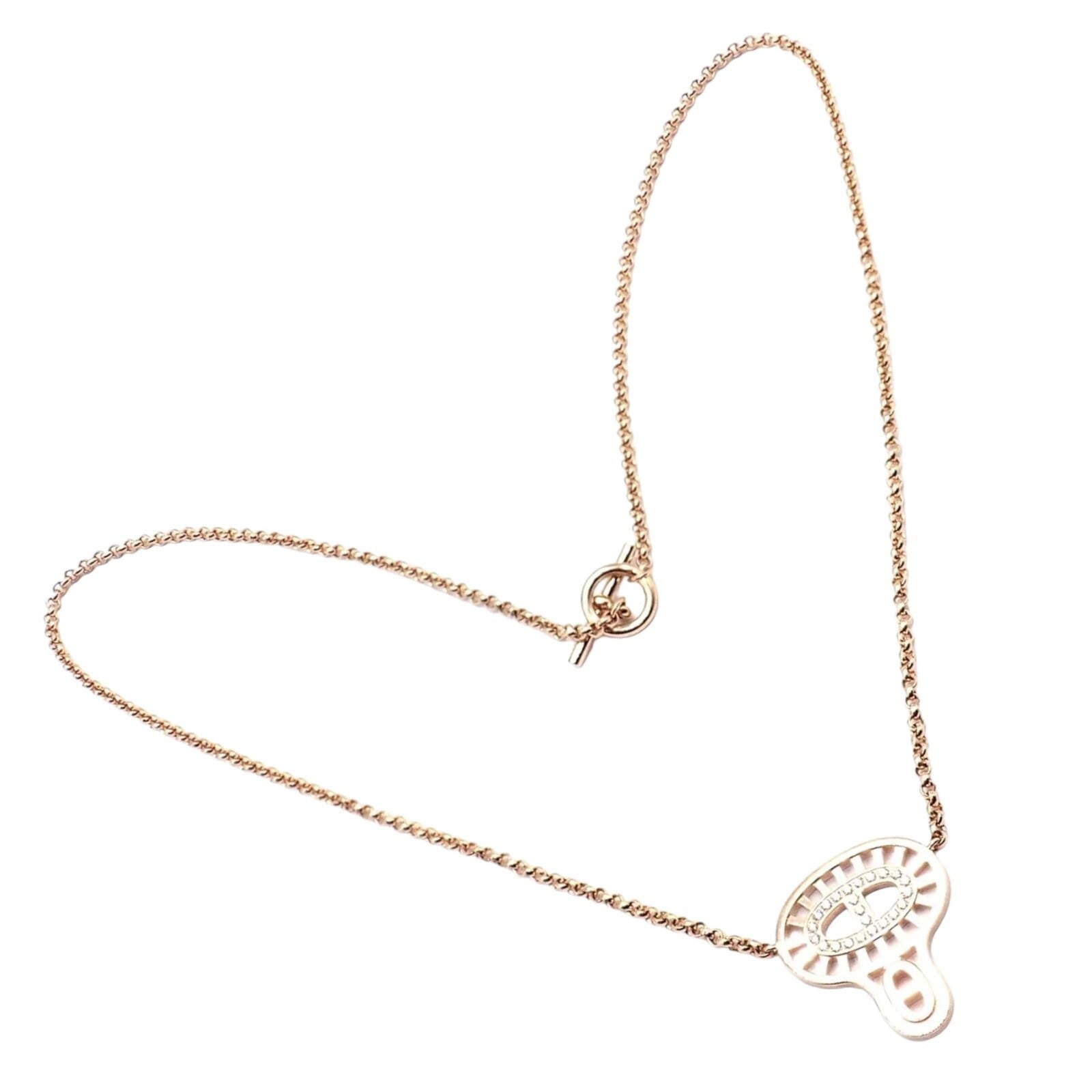 Hermes Jewelry & Watches:Fine Jewelry:Necklaces & Pendants Authentic! Hermes Chaine D'ancre Divine 18k Rose Gold Diamond Necklace Cert Box