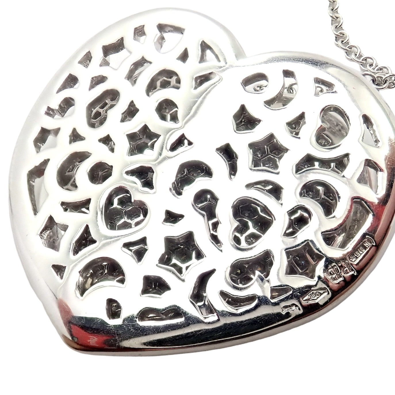 New! Authentic Pasquale Bruni 18k White Gold 2.02ct Pave Diamond Heart Necklace | Fortrove