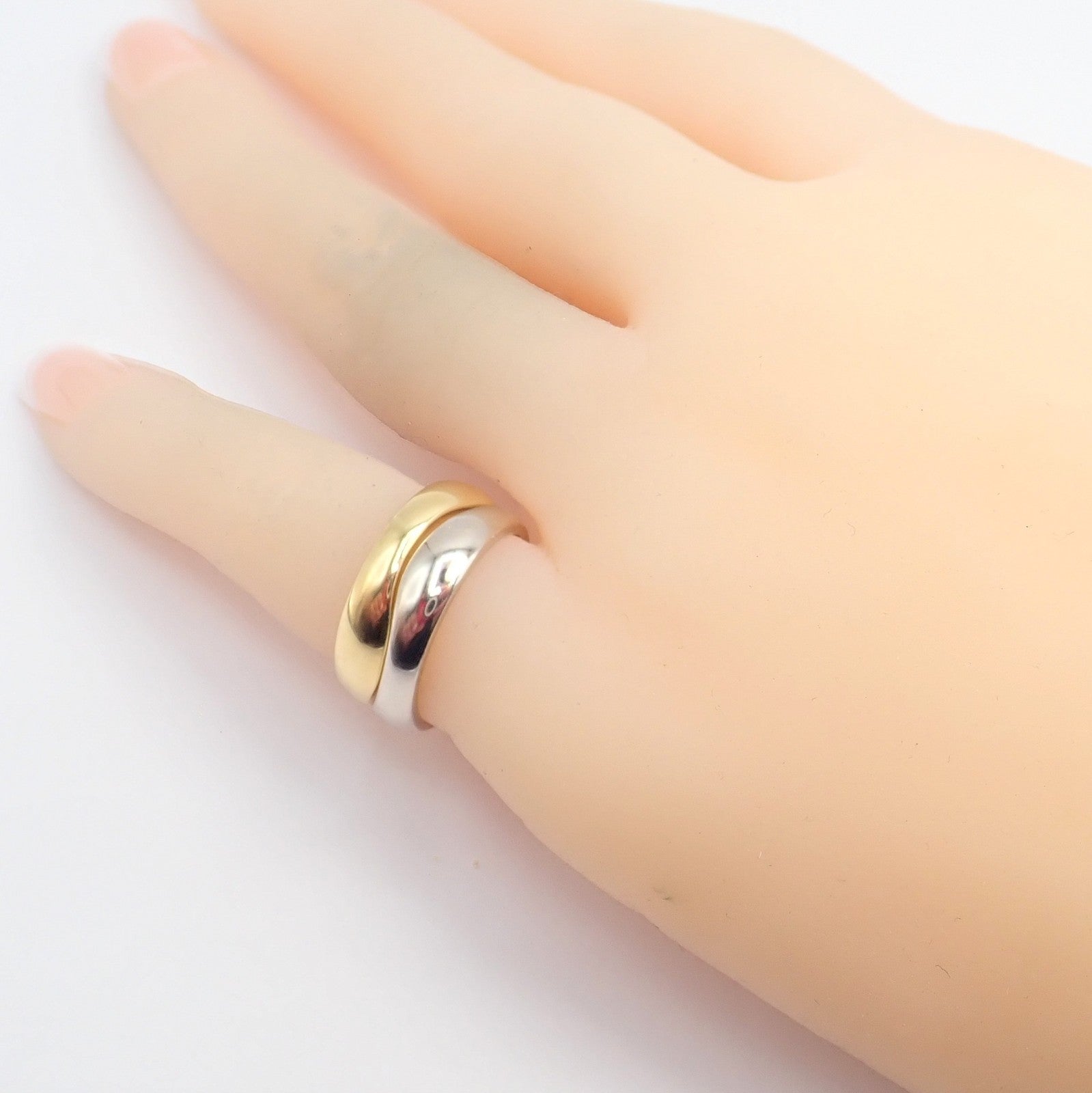 Authentic! Cartier 18k Yellow + White Gold Two Stacking Puzzle Band Ring Size 50 | Fortrove