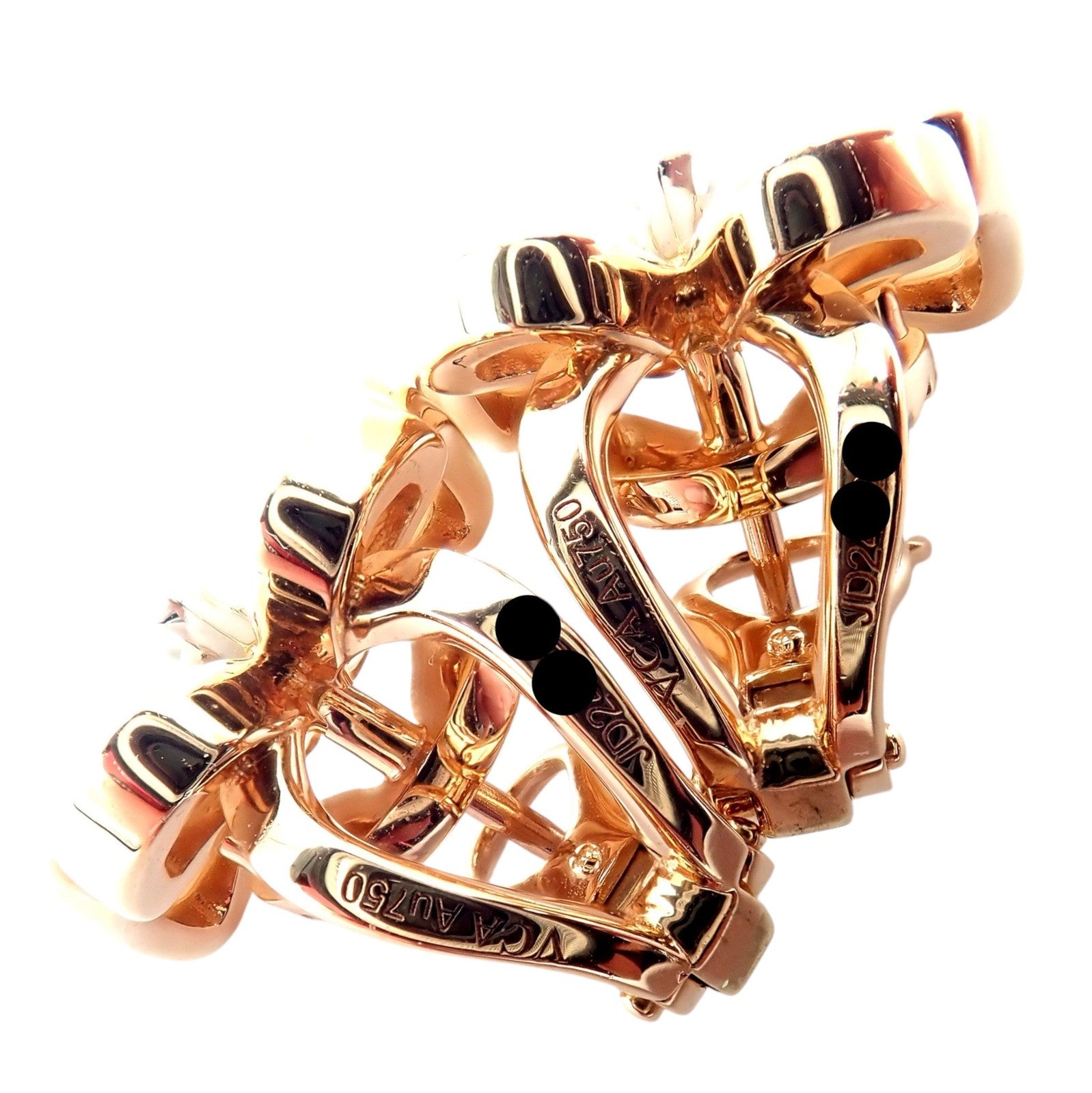 Van Cleef & Arpels 18k Rose Gold Diamond MoP Two Butterfly Earrings Cert | Fortrove