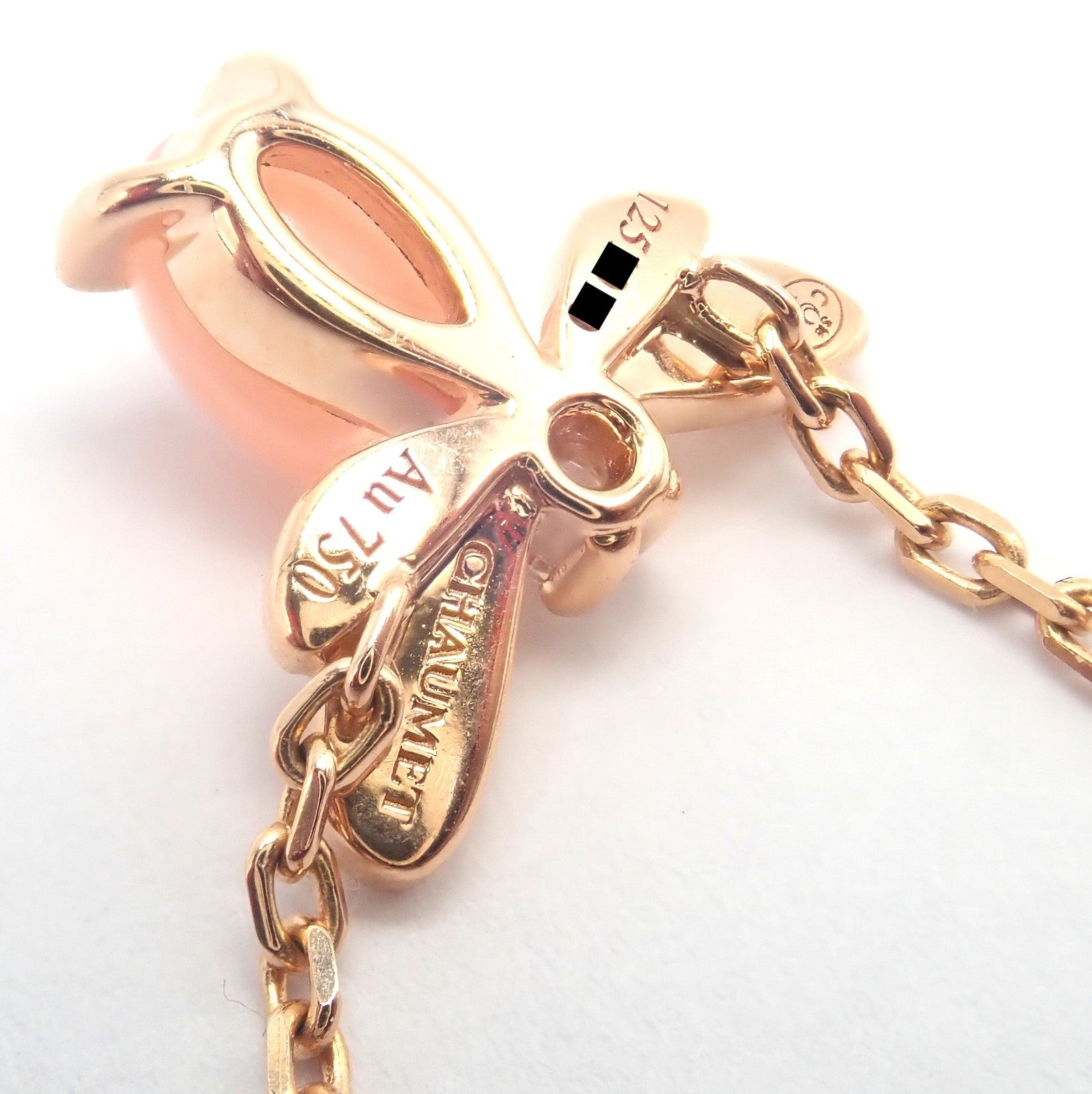 Authentic! Chaumet 18k Rose Gold Attrape Moi Diamond Pink Opal Necklace | Fortrove