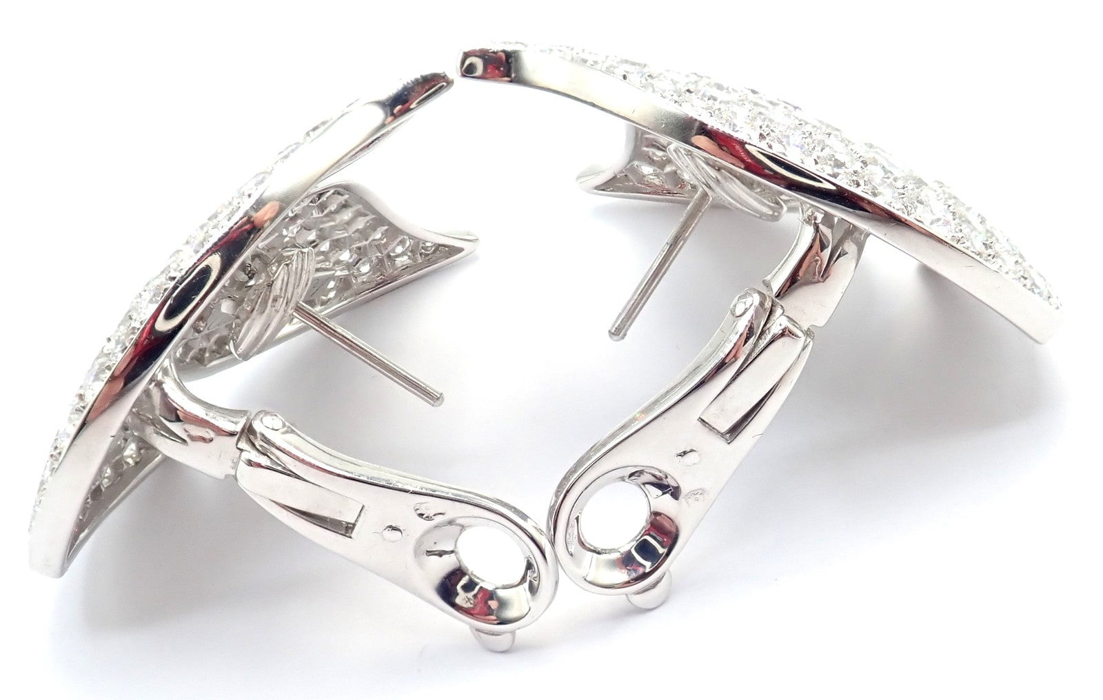 Authentic! Cartier Colombe Dove Of Peace 18k White Gold Diamond Earrings Paper | Fortrove