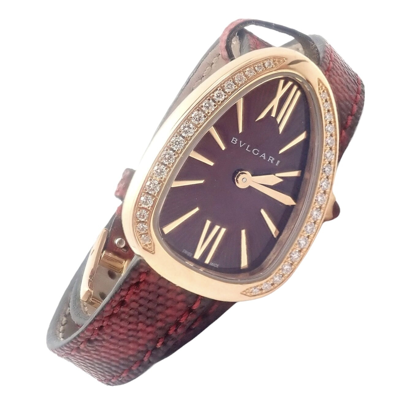 Bulgari Jewelry & Watches:Watches, Parts & Accessories:Watches:Wristwatches Bulgari 18k Rose Gold Diamond Tubogas Red Serpenti Snake Watch + Band + Tool