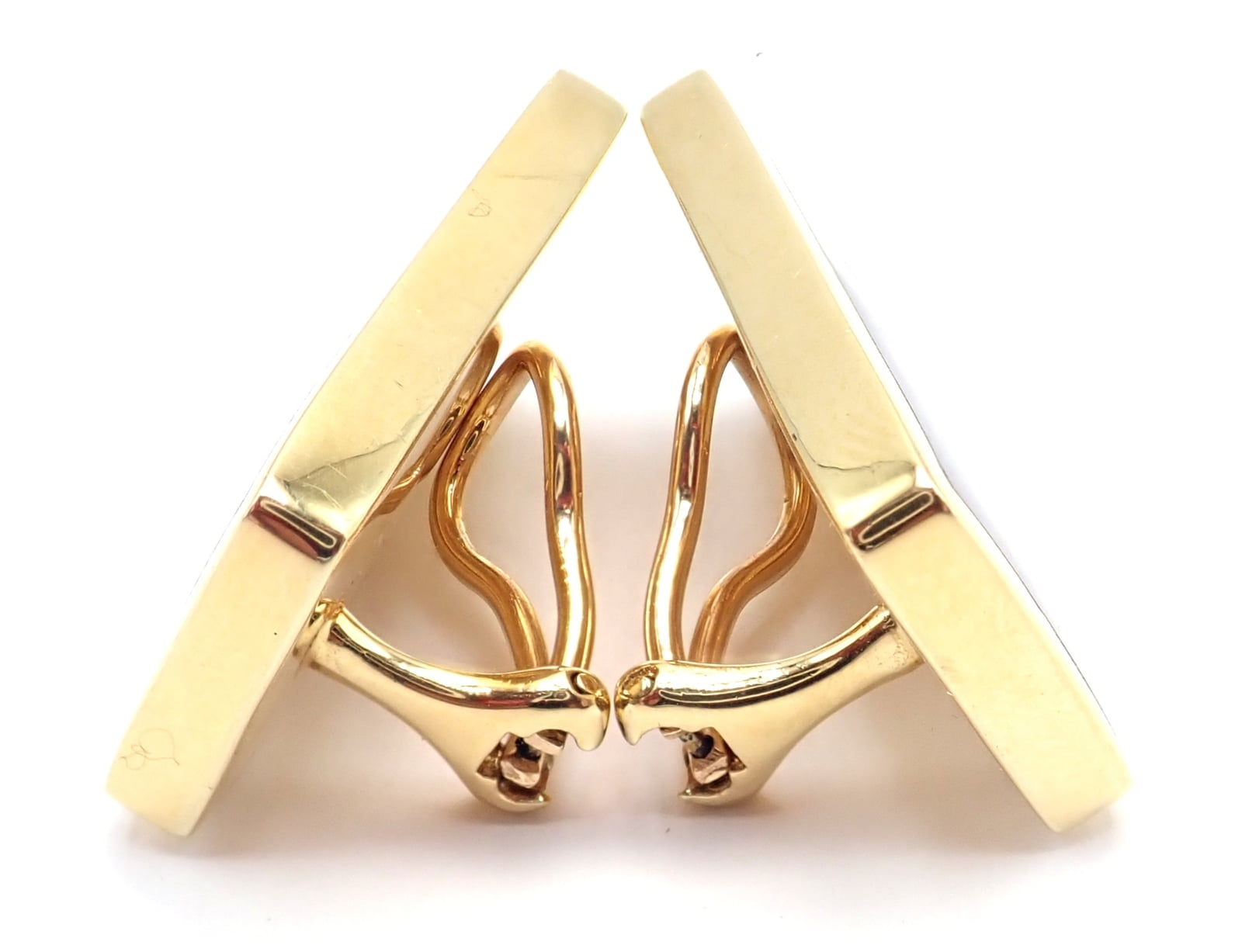 Tiffany & Co. Jewelry & Watches:Fine Jewelry:Earrings Tiffany & Co Cummings 18k Yellow Gold Inlaid Black Jade MOP Domino Earrings