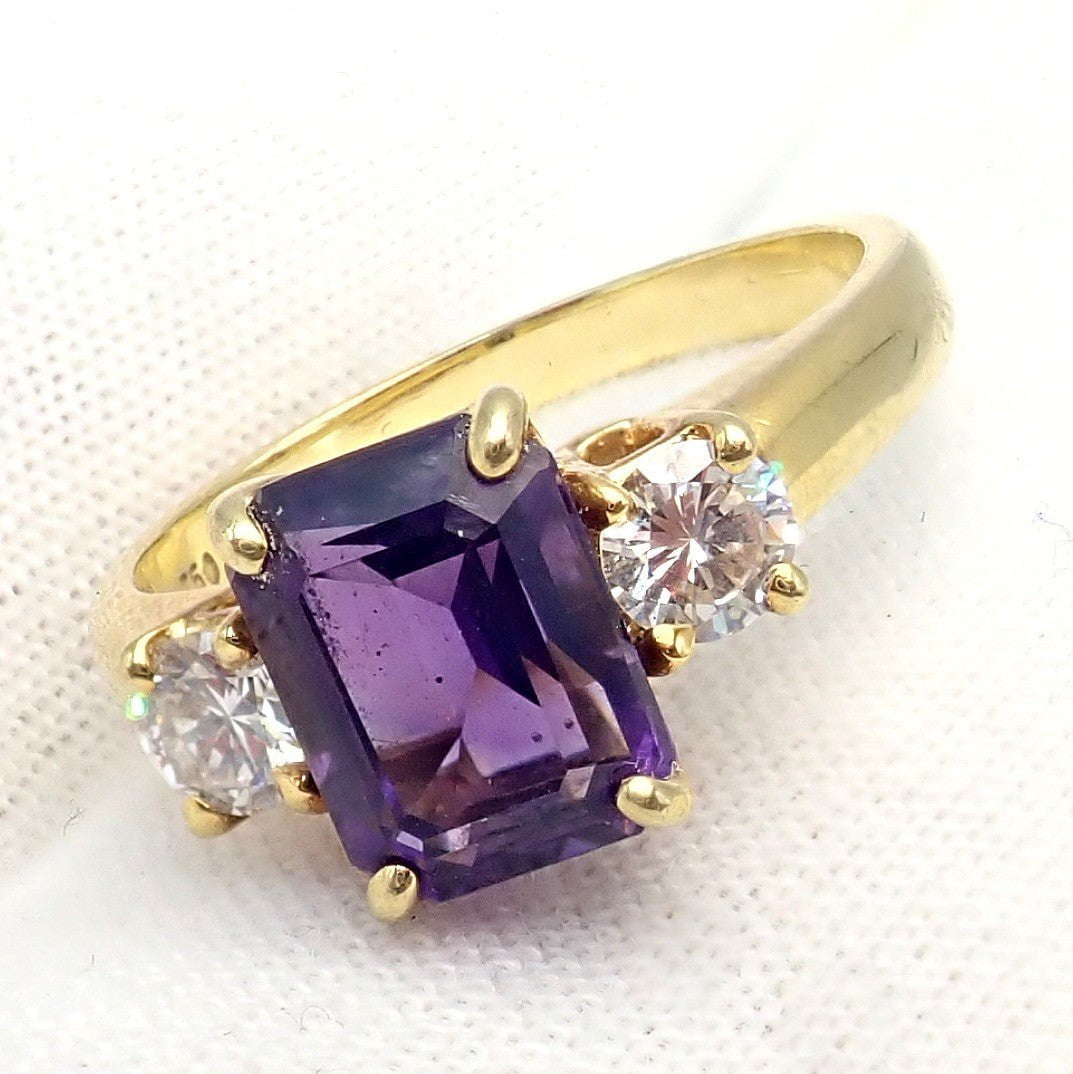 Vintage! Authentic Tiffany & Co 18k Yellow Gold Diamond Amethyst Cocktail Ring | Fortrove