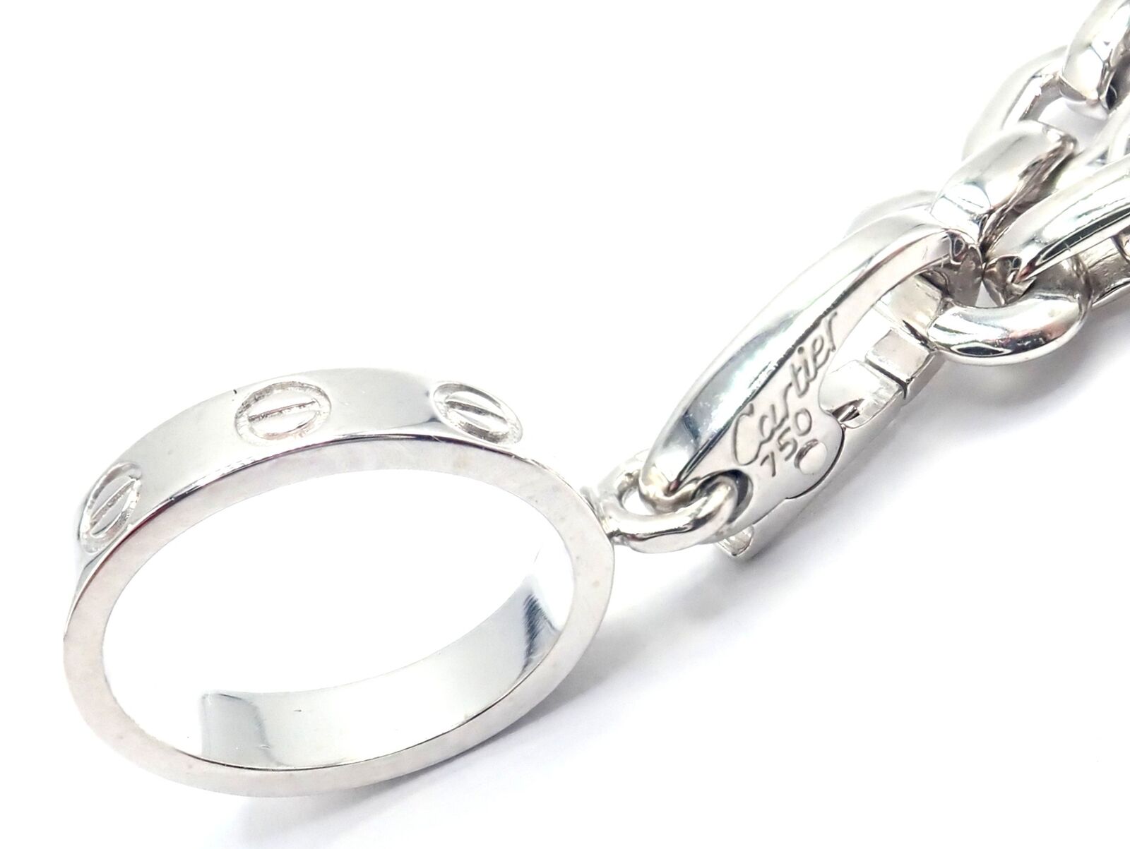 Authentic Cartier 18k White Gold 4 Charm Panther Airplane Love Box Link Bracelet | Fortrove