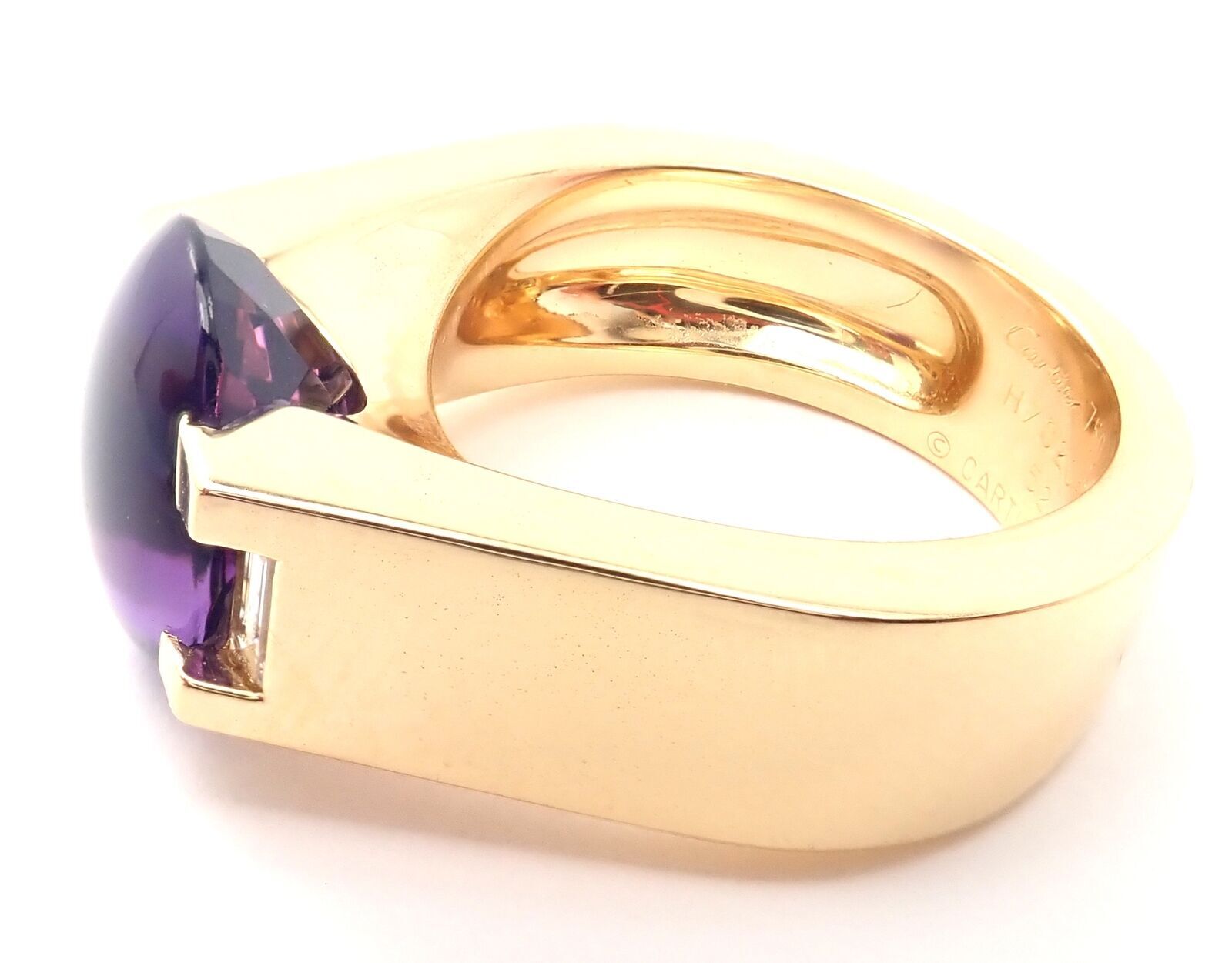 Cartier Jewelry & Watches:Fine Jewelry:Rings Authentic! Cartier Tankissi 18k Yellow Gold Diamond Large Amethyst Ring Paper
