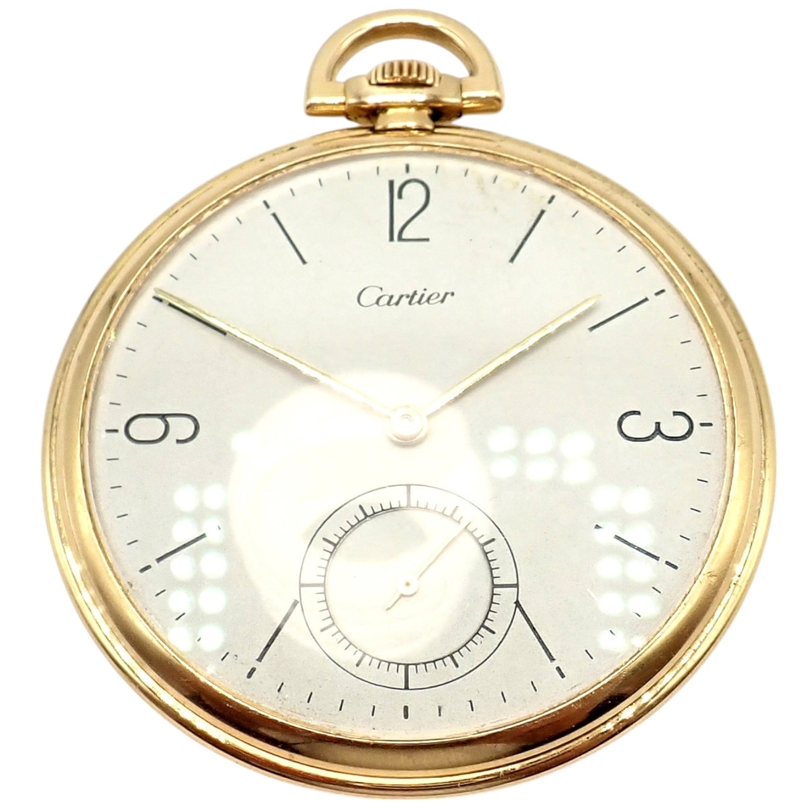 IWC International Watch Co. Cartier 18k Yellow Gold 19s Thin Pocket Watch 1940's | Fortrove