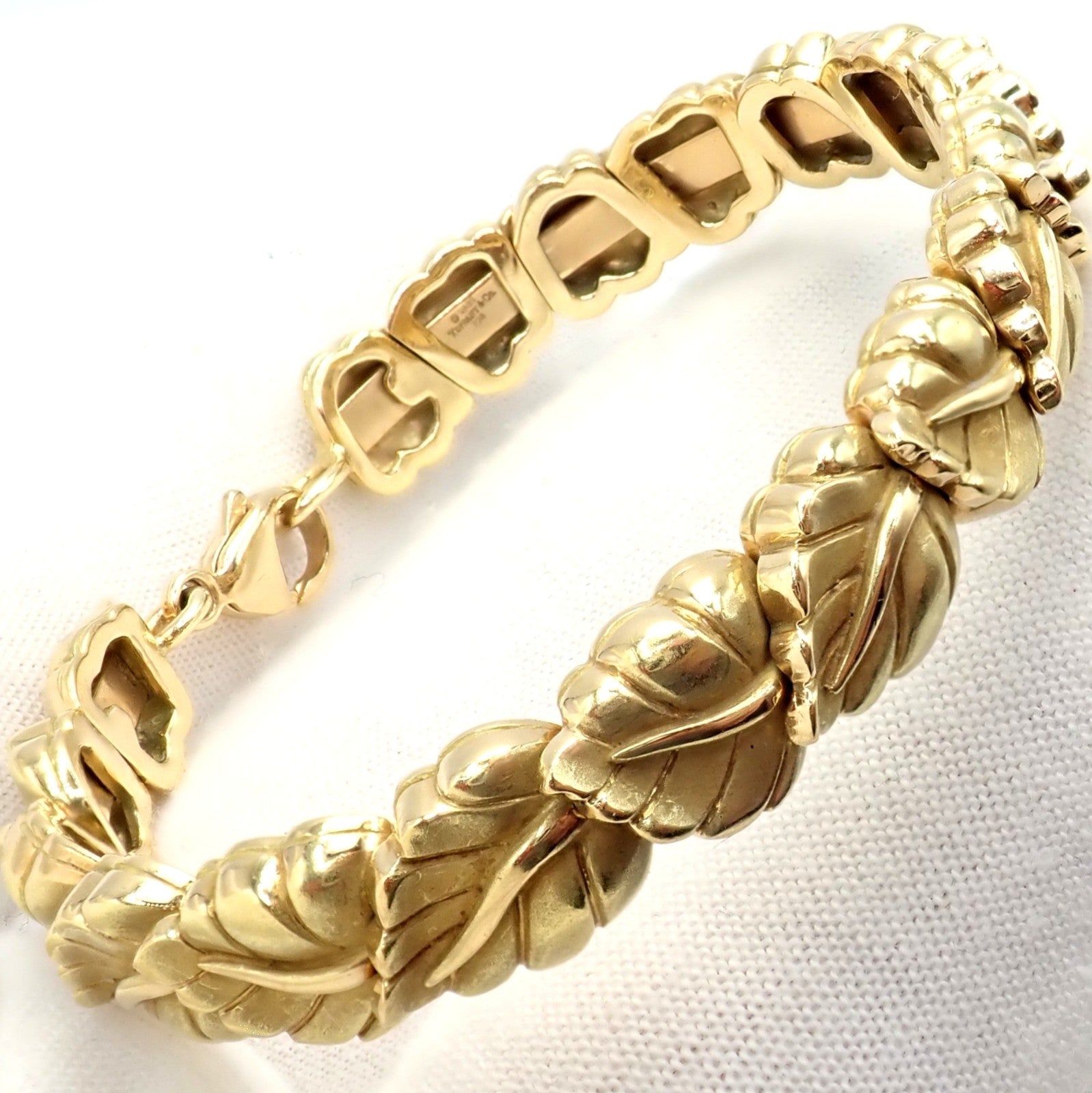Vintage! Authentic Tiffany & Co Leaf 18k Yellow Gold Link Bracelet 2002 | Fortrove