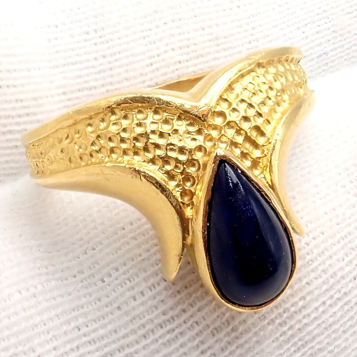Authentic! Ilias Lalaounis Greece 18k Yellow Gold Onyx Ring | Fortrove