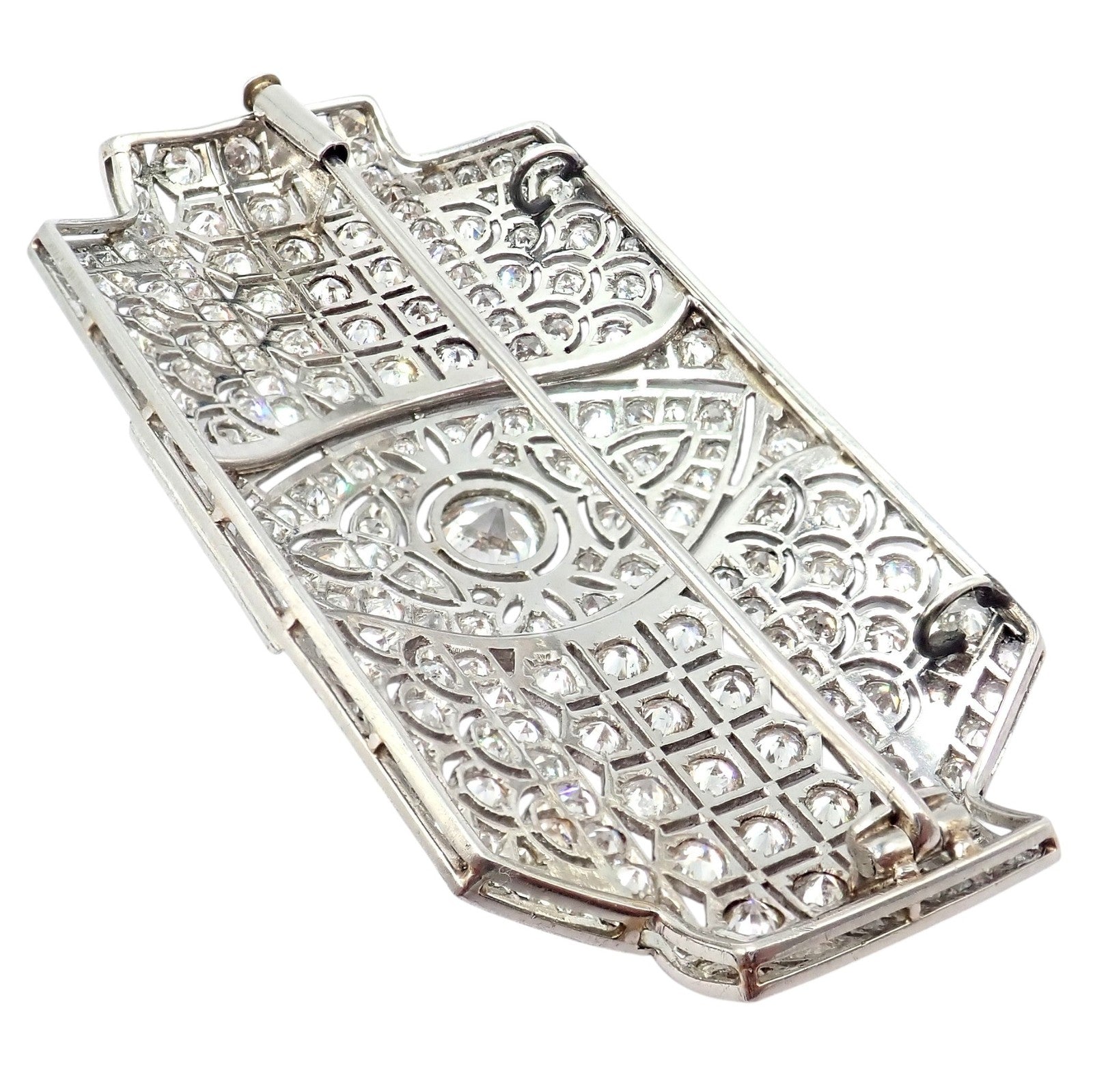 Estate Jewelry & Watches:Fine Jewelry:Brooches & Pins Vintage Estate Antique Art Deco Platinum 5.80ctw Diamond Pin Brooch