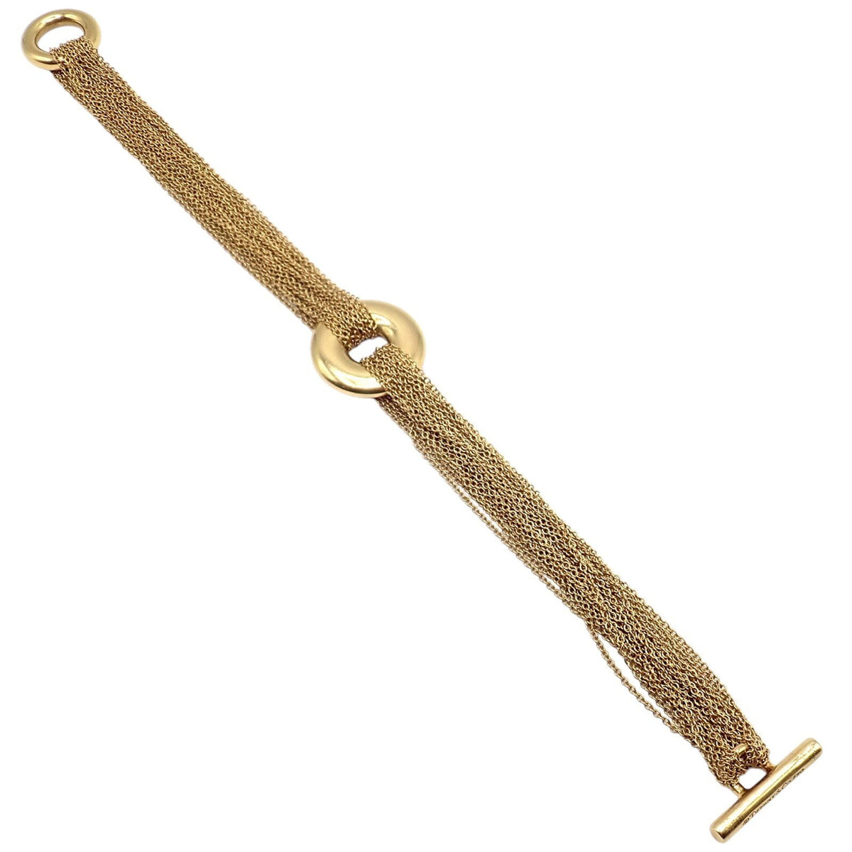 Tiffany & Co. Jewelry & Watches:Fine Jewelry:Bracelets & Charms Authentic! Tiffany & Co 18k Yellow Gold Mesh Multi Strand Chain Toggle Bracelet