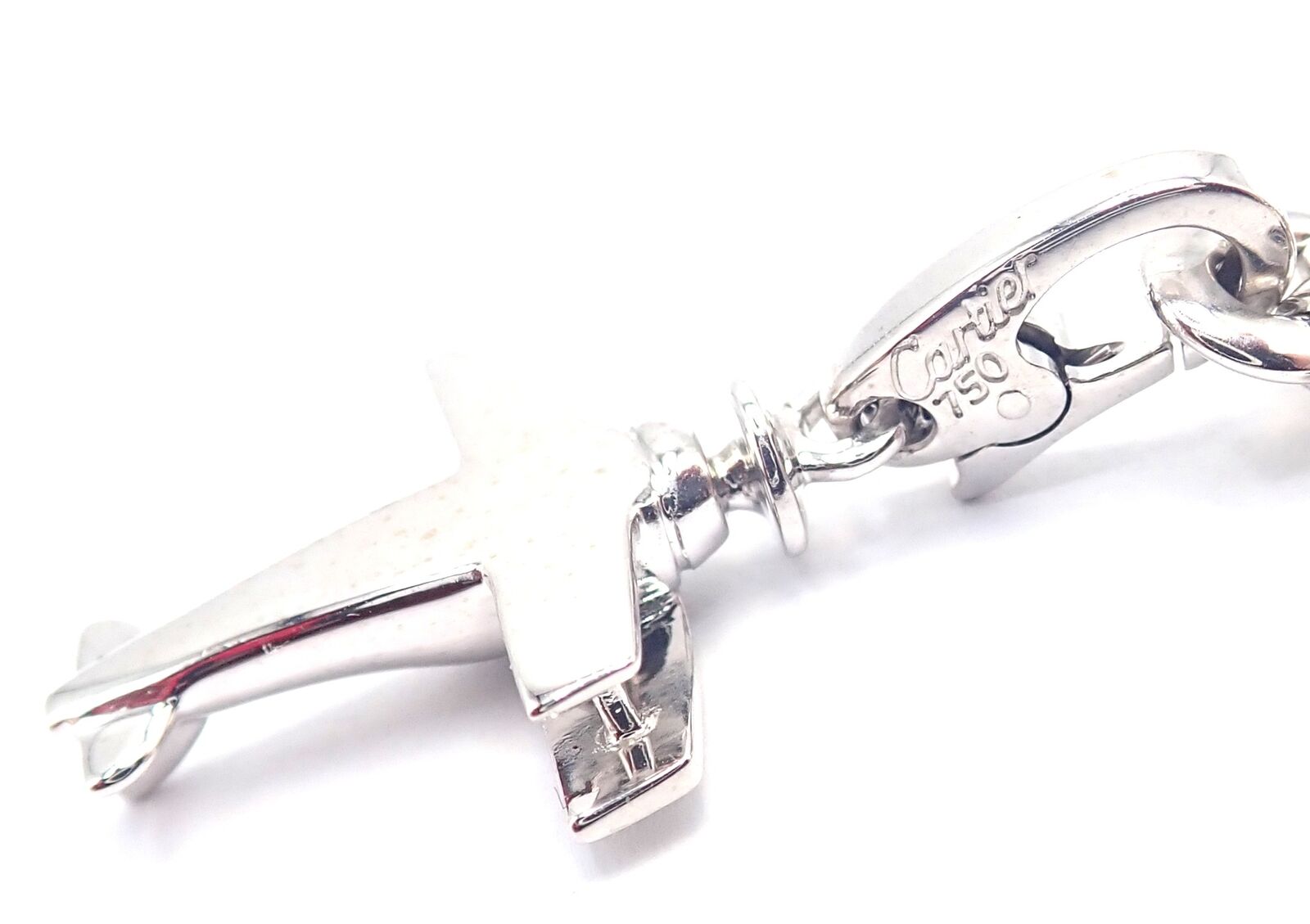 Authentic Cartier 18k White Gold 4 Charm Panther Airplane Love Box Link Bracelet | Fortrove