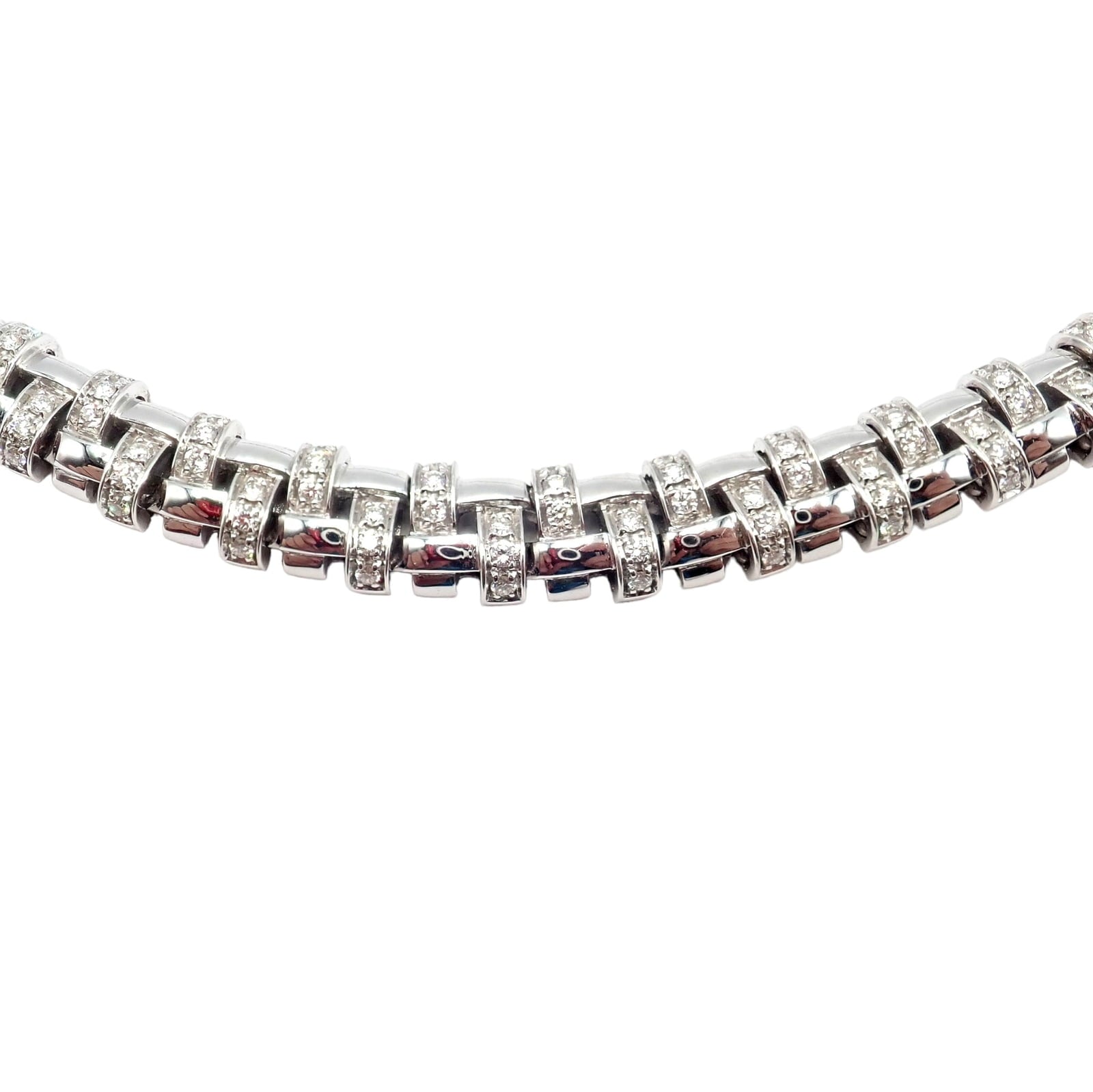 Tiffany & Co. Jewelry & Watches:Fine Jewelry:Necklaces & Pendants Authentic! Tiffany & Co Vannerie 18k White Gold Basket Weave Diamond Necklace