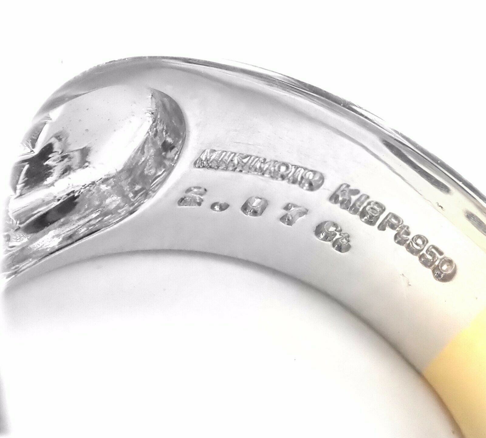 Rare! Authentic Mikimoto Platinum & 18k Gold Diamond Cats Eye Enamel Band Ring | Fortrove