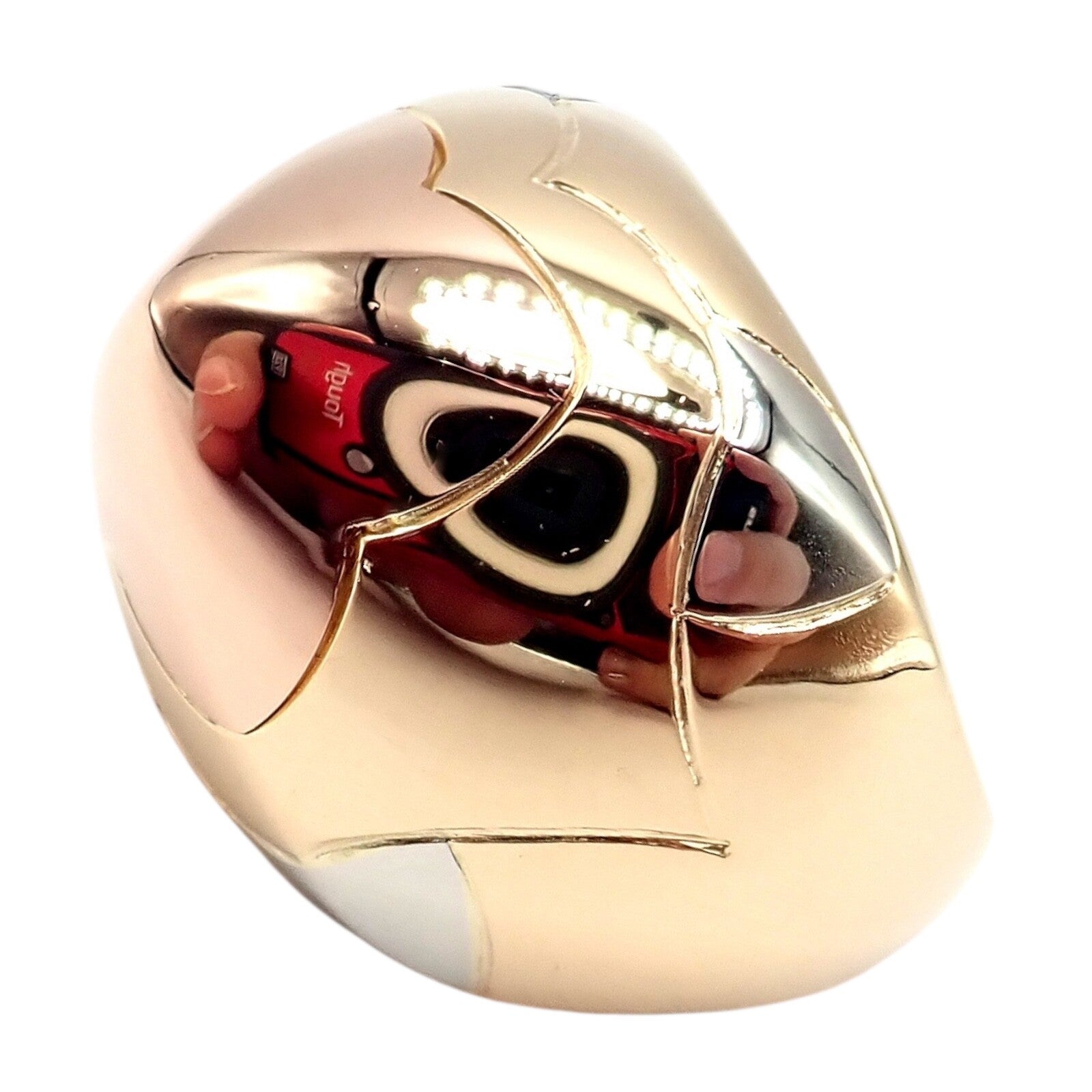 Authentic! Bvlgari Bulgari 18k Yellow White Rose Gold Tricolor Pyramid Ring sz 6 | Fortrove